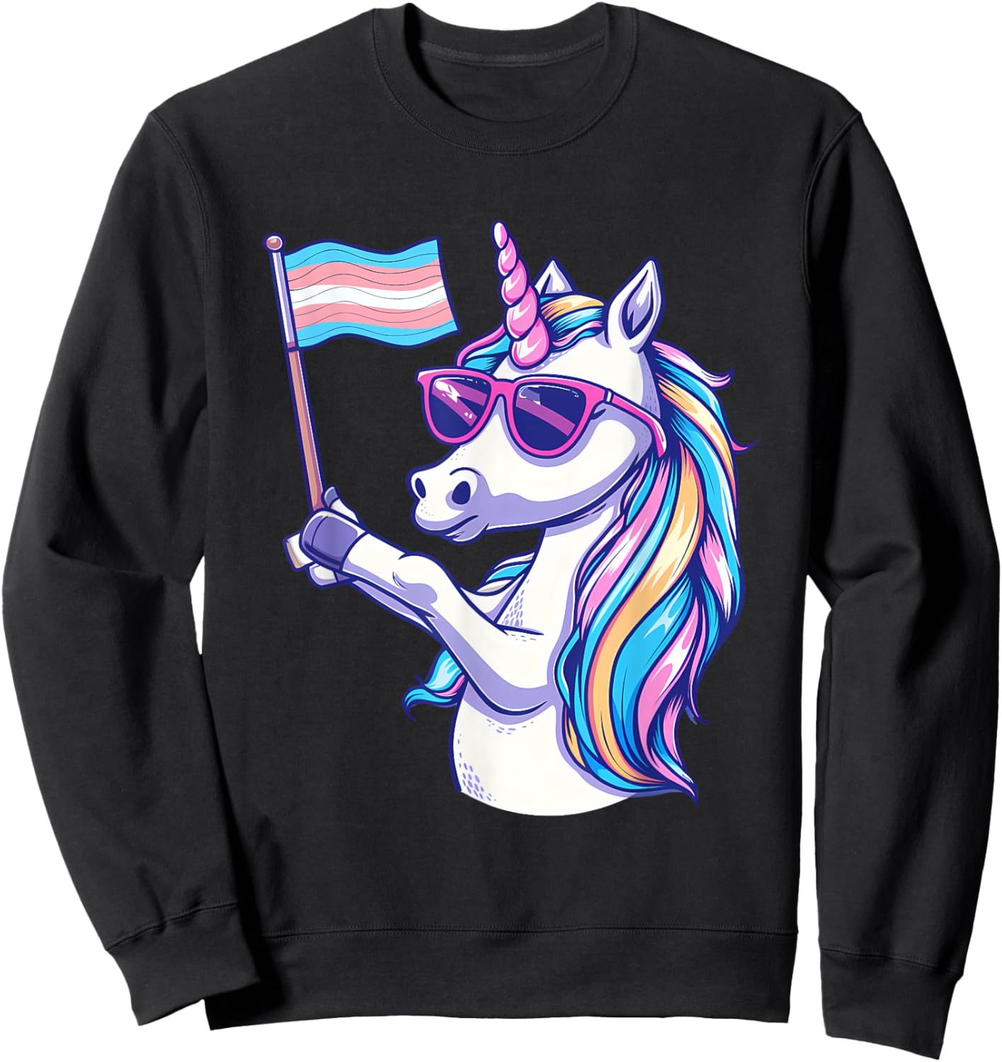 Transgender Unicorn LGBT Transsexual Flag Transsexuality Sweatshirt - Sweatshirt | Black