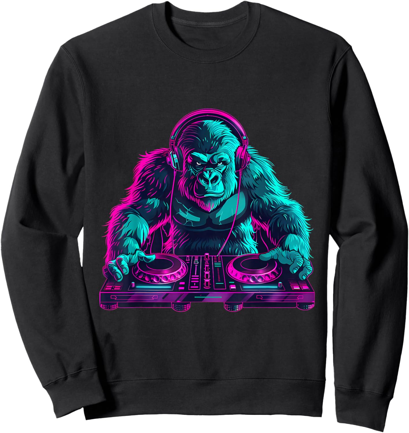 DJ Gorilla EDM Dance Club Gorilla Lover Turntable DJ Gorilla Sweatshirt - Sweatshirt | Black