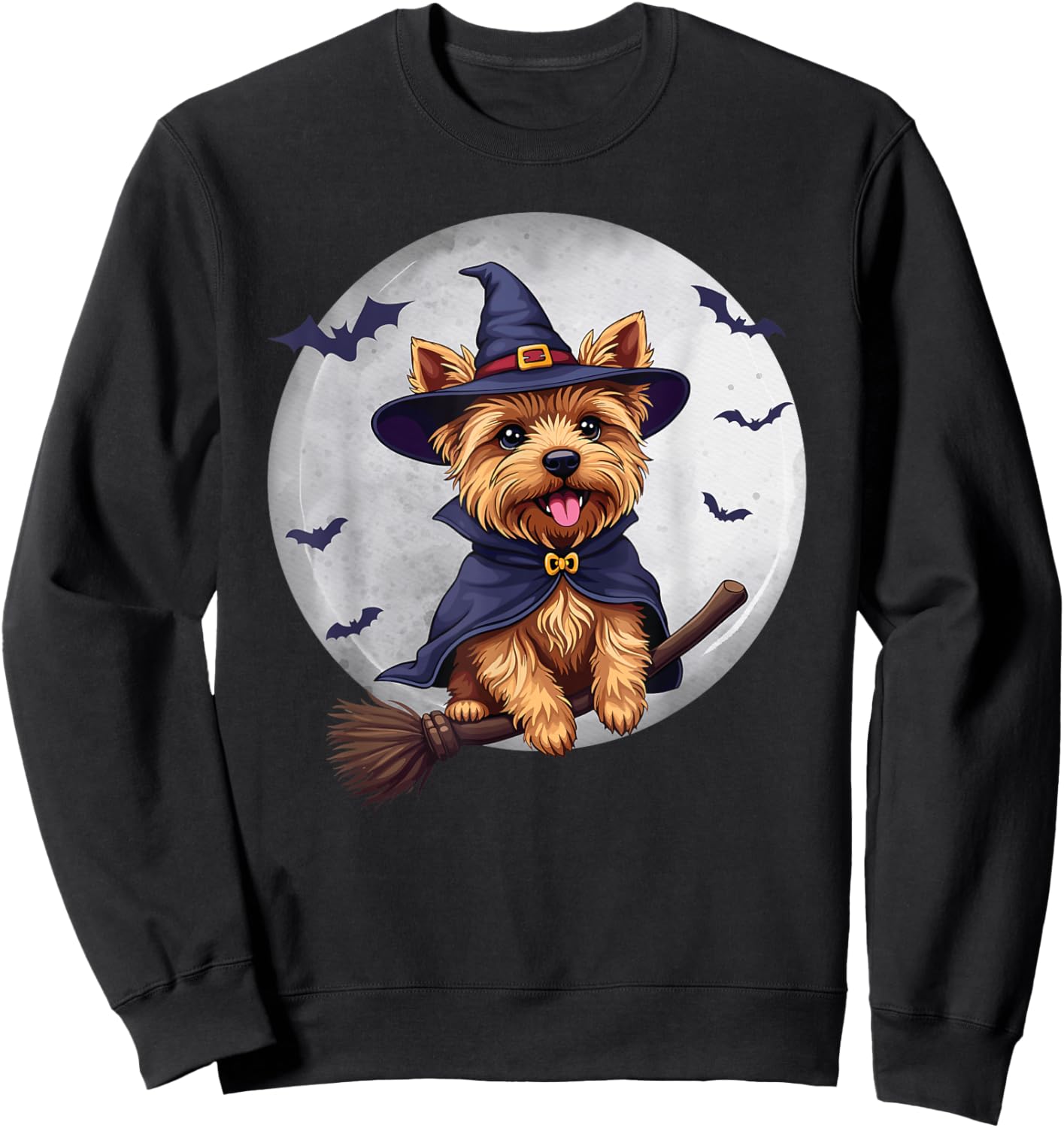 Yorkie Halloween, Yorkie Witch, Halloween Yorkie Sweatshirt - Sweatshirt | Black