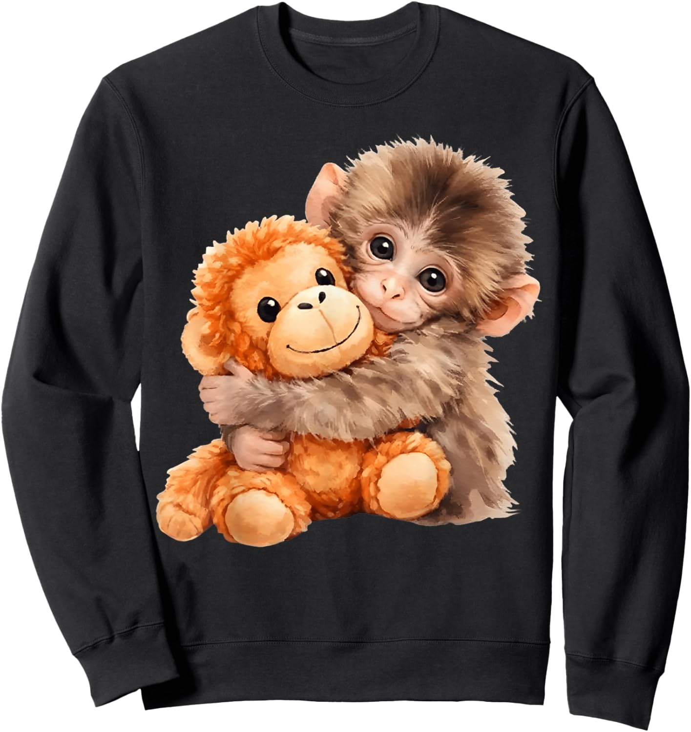 Team Punch Baby Monkey Punch Trend Meme Graphic Sweatshirt - Sweatshirt | Black