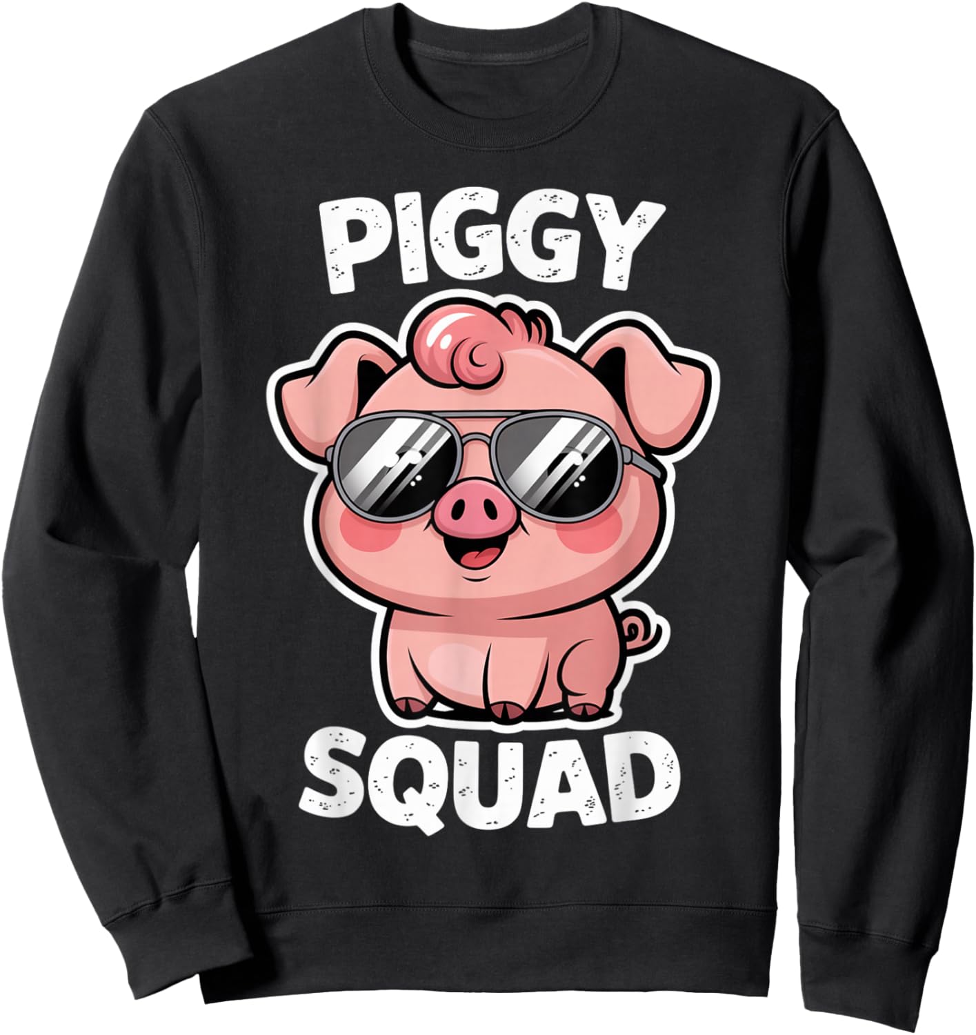 Piggy Squad Pig Wearing Sunglasses as Animal Funny Farmer Sweatshirt - Sweatshirt | Black