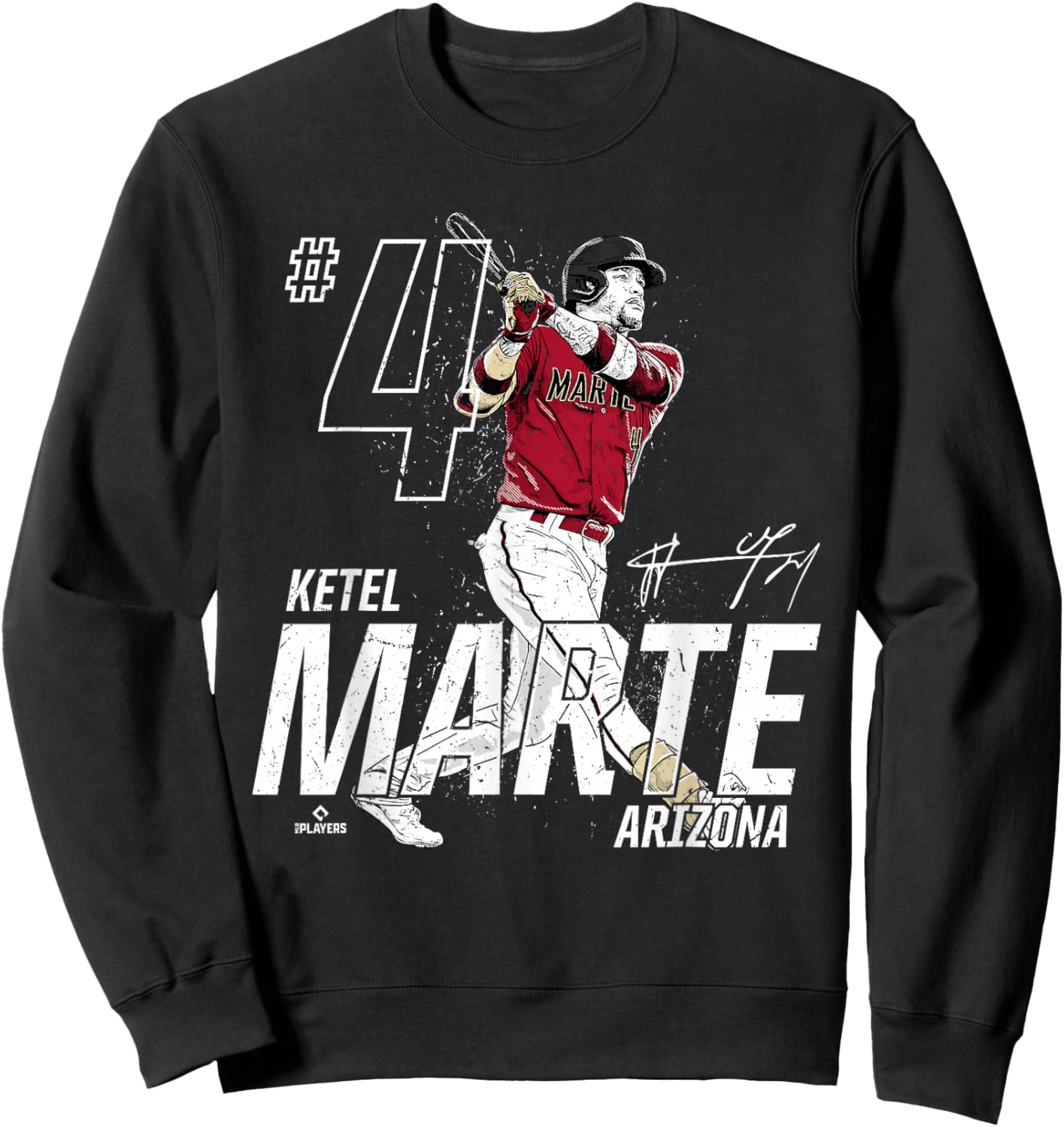 Dynamic Pose Ketel Marte Arizona Baseball MLBPA Sweatshirt - Sweatshirt | Black