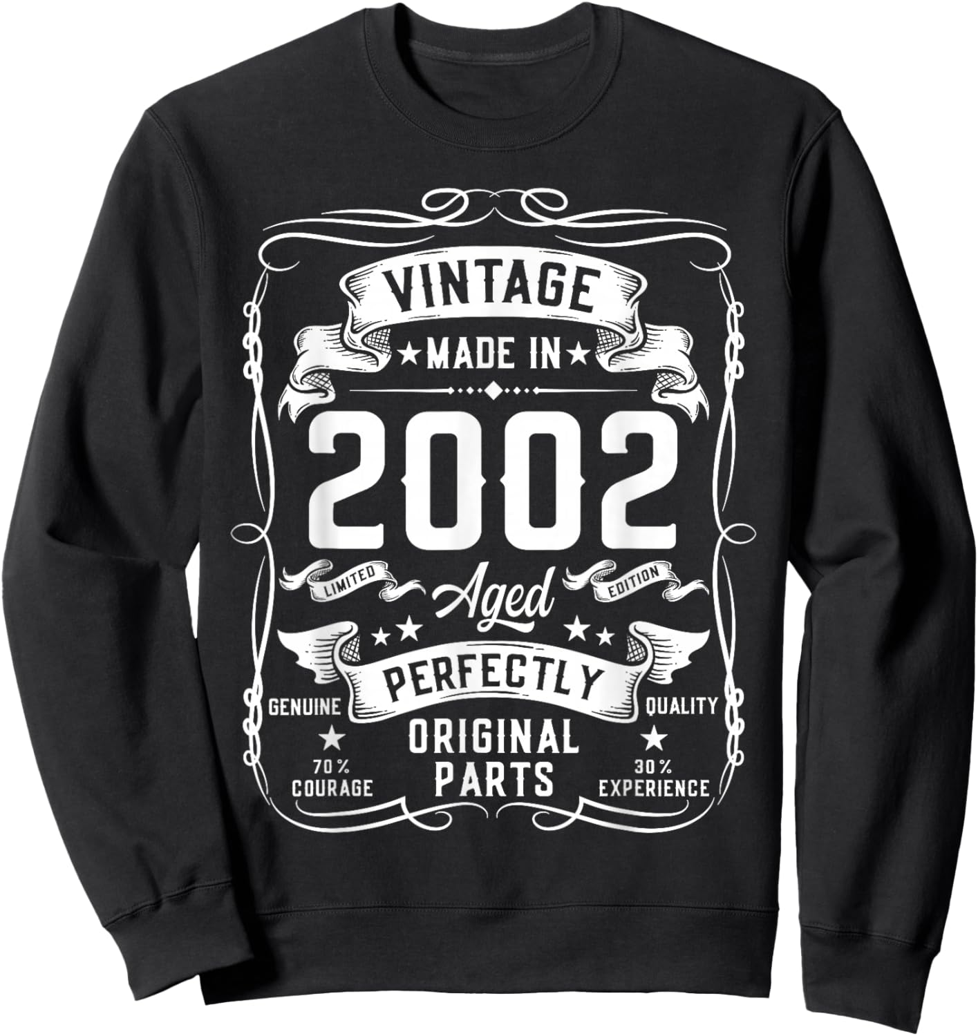 Vintage 2002 24yr 24th Birthday Gifts 24 Years Old Sweatshirt - Sweatshirt | Black