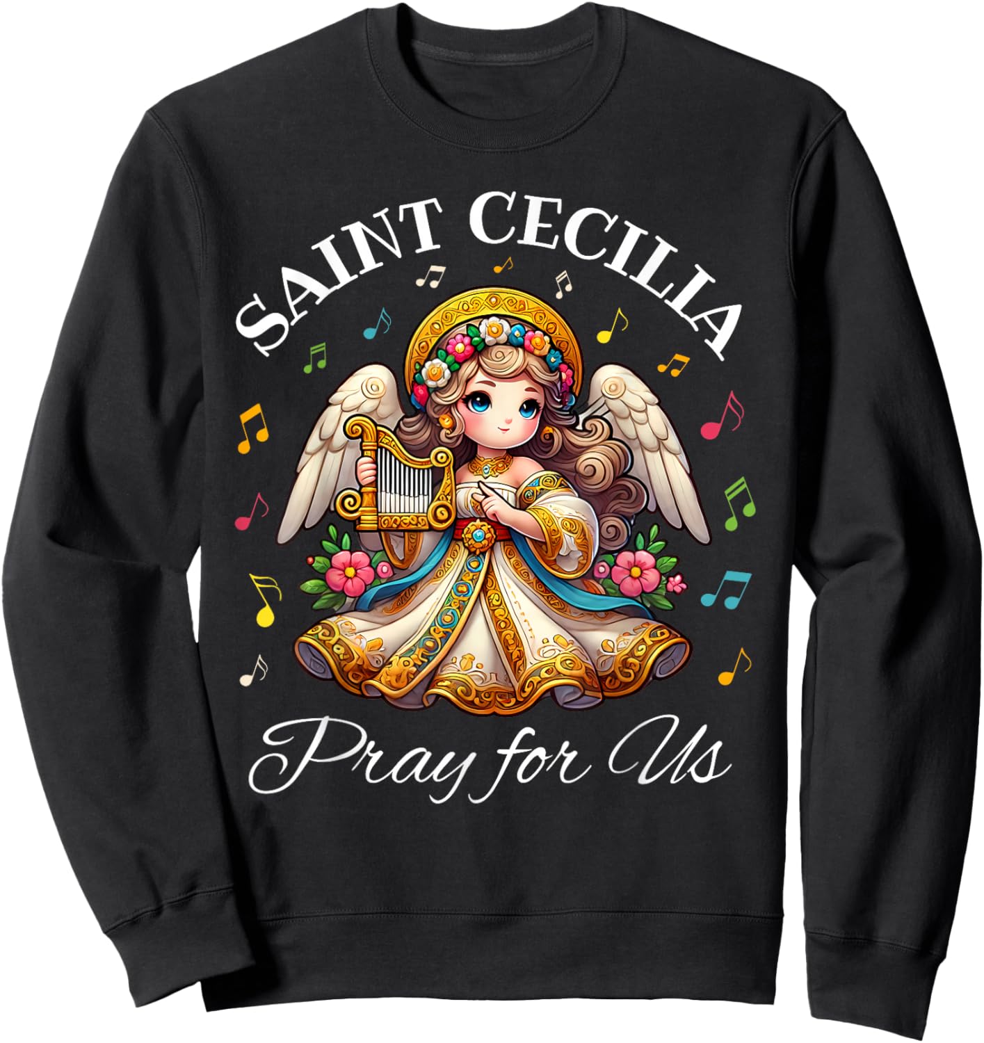 Saint Cecilia Catholic Patroness of Music and Musicians Kids Sweatshirt - Sweatshirt | Black