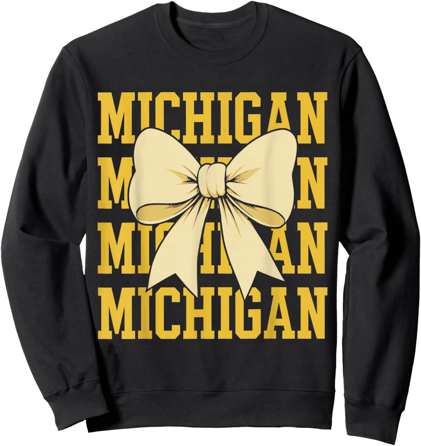 Retro Michigan Preppy Coquette Bow Women Girls Kids Sweatshirt - Sweatshirt | Black