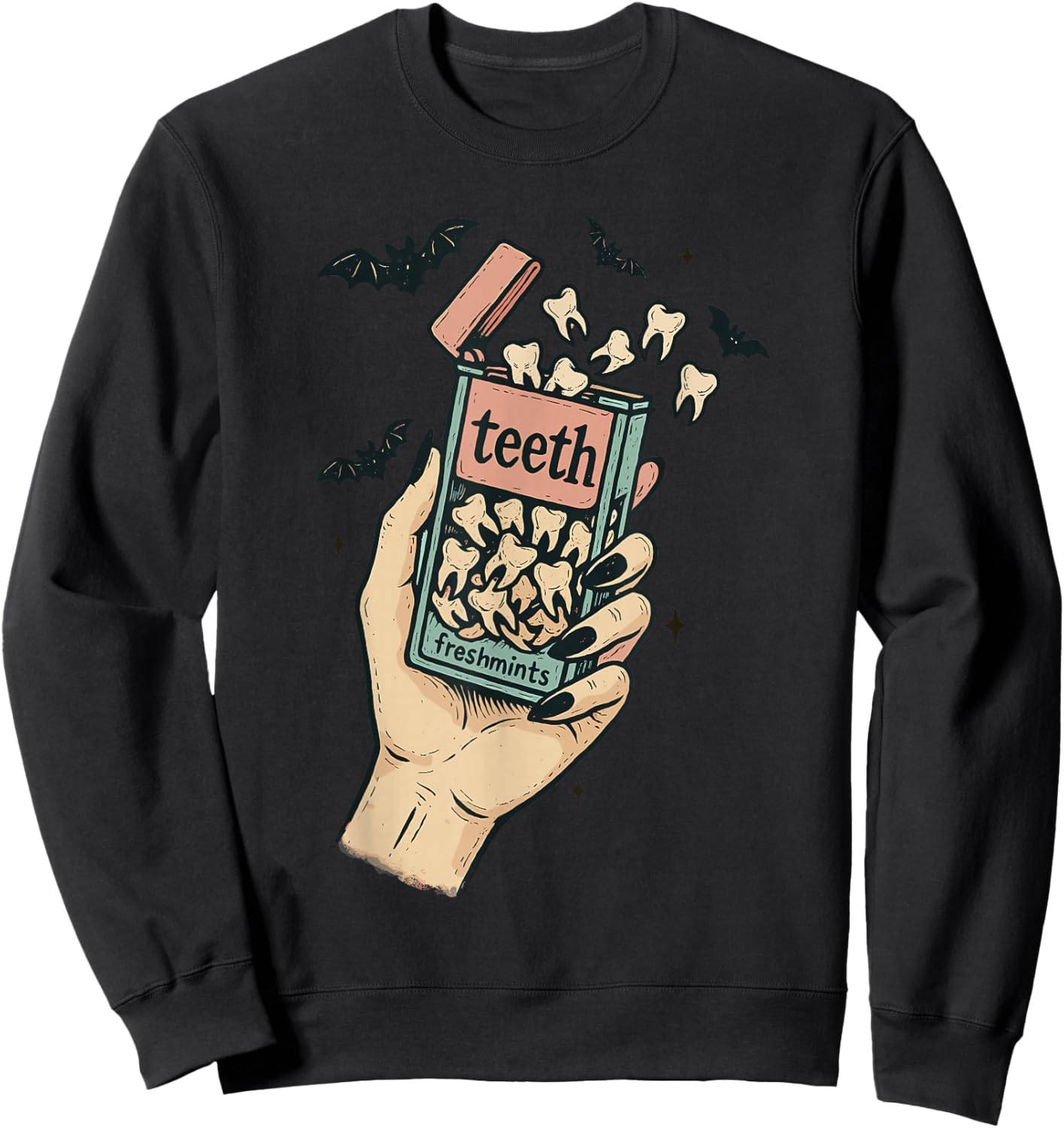 Halloween Teeth Freshmints Funny Halloween Sweatshirt - Sweatshirt | Black