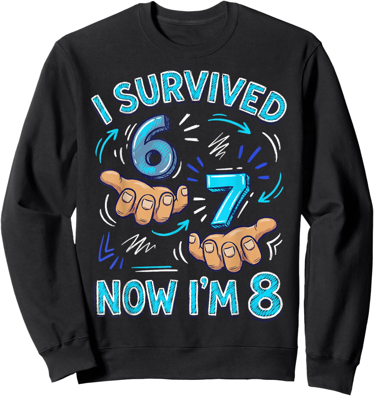I Survived 6 7 Now I'm 8 8th Birthday Boys Sweatshirt - Sweatshirt | Black