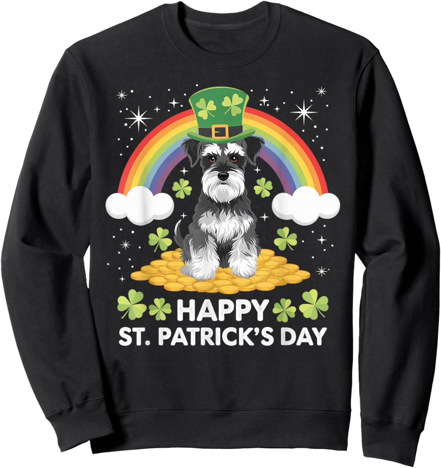 Mini Schnauzer on Miniature Schnauzer Dog St Patricks Day Men Women Kids Sweatshirt - Sweatshirt | Black
