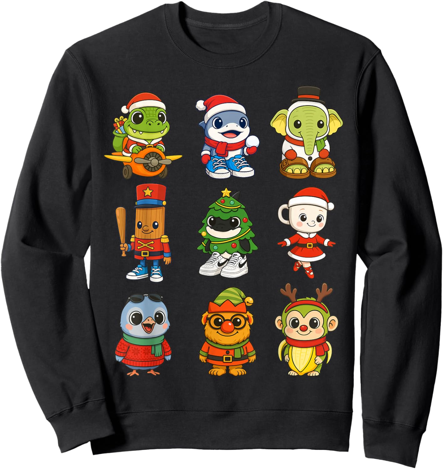 Kids Christmas Brainrot Pajama Boy Los Dicen AI Holiday Cute Sweatshirt - Sweatshirt | Black