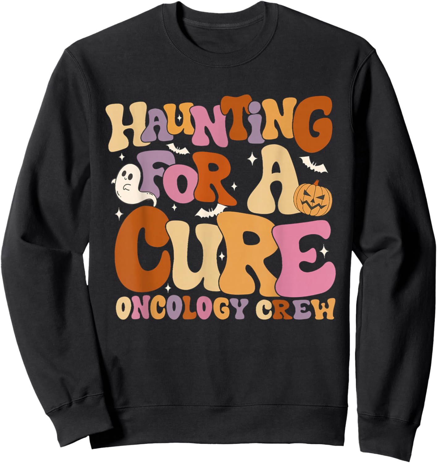 Haunting For A Cure Oncology Crew Halloween Pedi Onc Crew Sweatshirt - Sweatshirt | Black