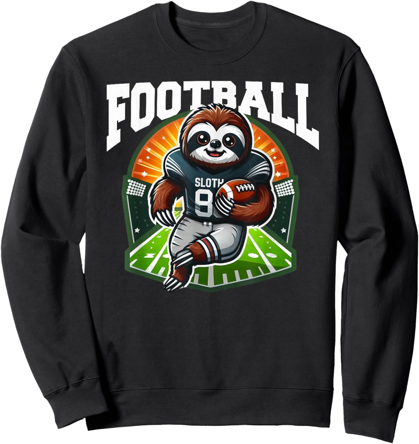 Football Sloth Playing Football Games Sweatshirt - Sweatshirt | Black