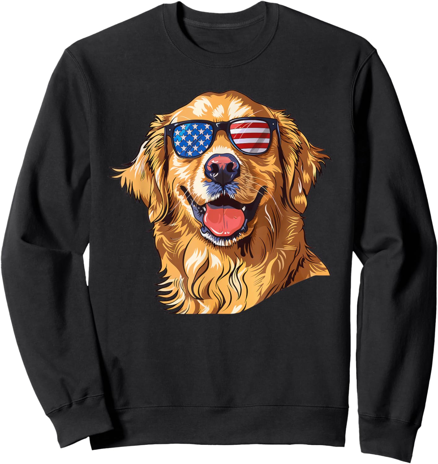 Golden Retriever Dog USA America Flag 4th of July Sweatshirt - Sweatshirt | Black