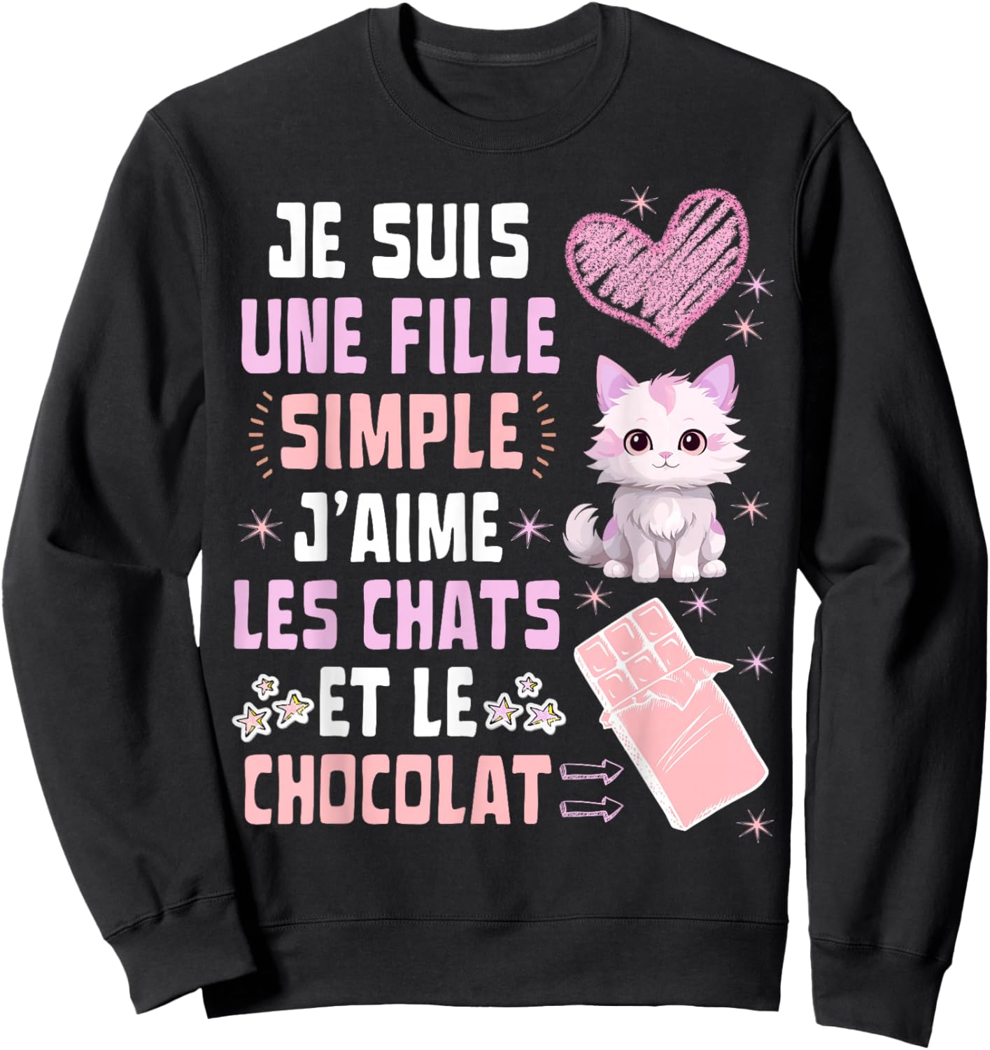 I Am A Simple Girl I Love Cats and Chocolate Sweatshirt - Sweatshirt | Black