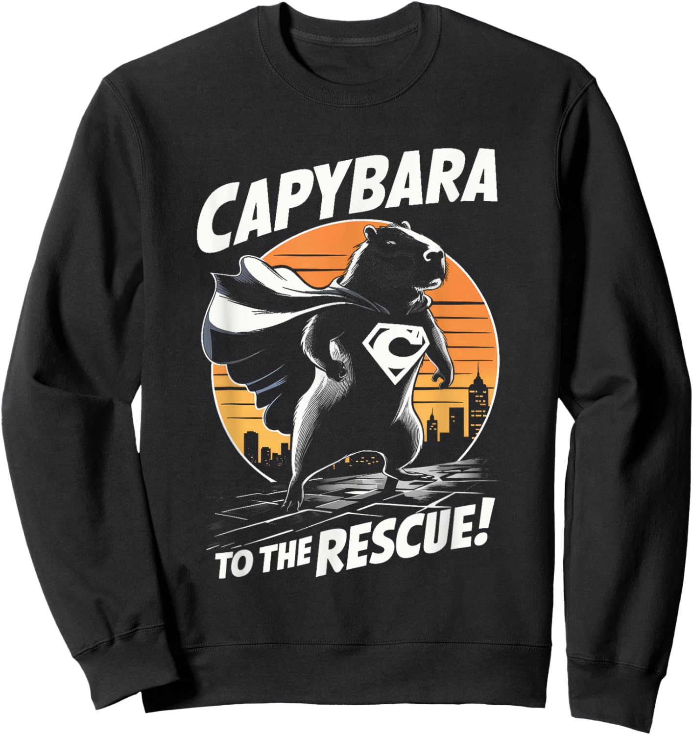 Capybara Superhero Shirt – Fun Comic Book Style Apparel Sweatshirt - Sweatshirt | Black