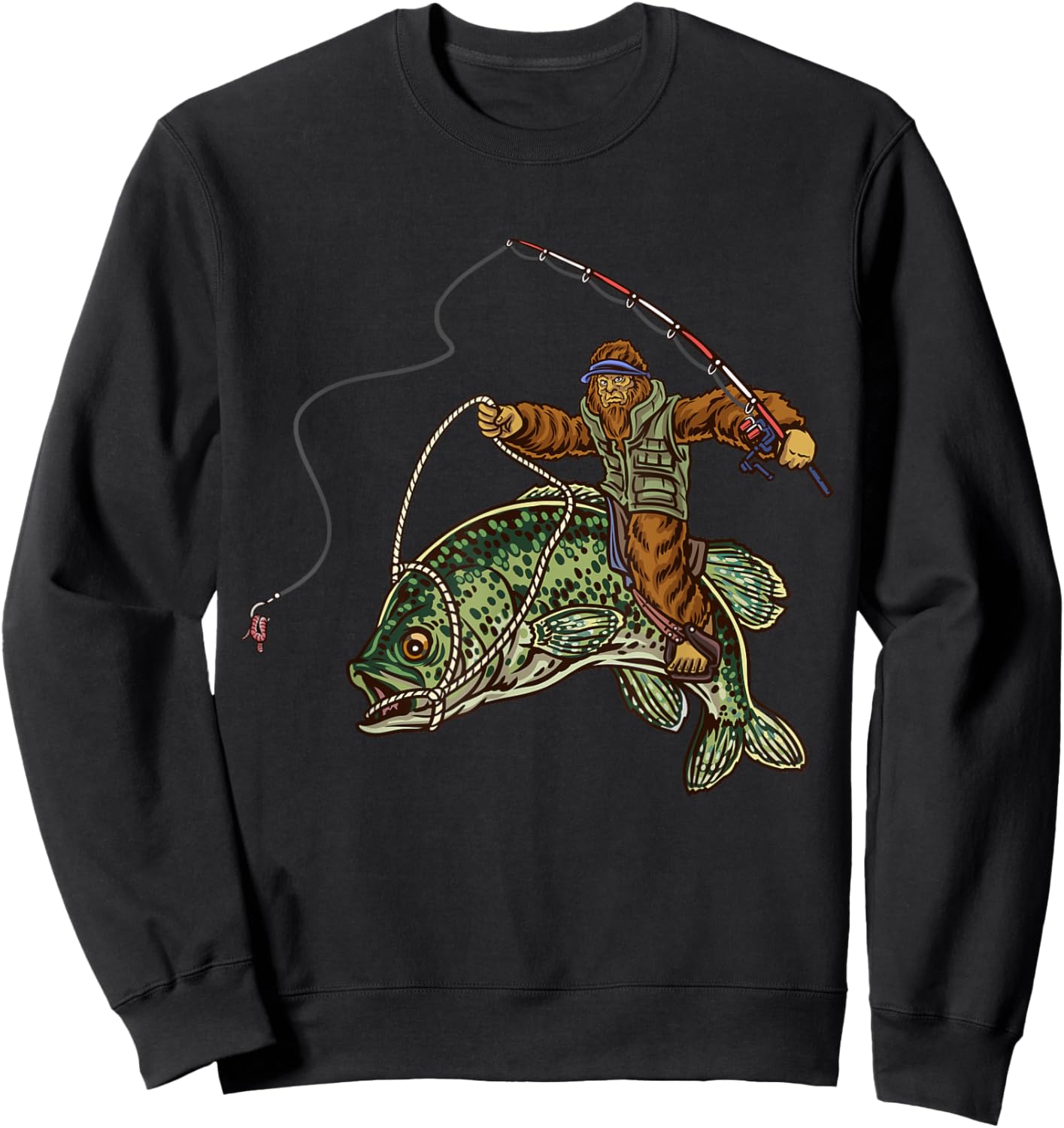 Crappie Fishing Bigfoot Panfishing Fishermen Sweatshirt - Sweatshirt | Black