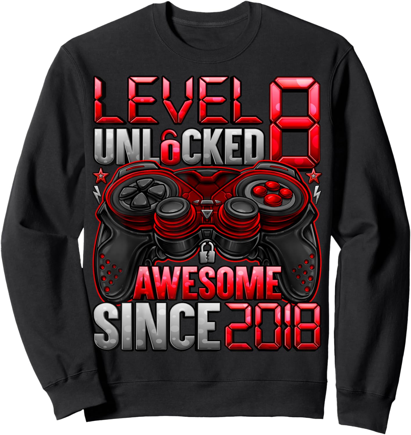 Level 8 Unlocked 8 Year Old Gifts for Boys 8th Birthday Boy Sweatshirt - Sweatshirt | Black