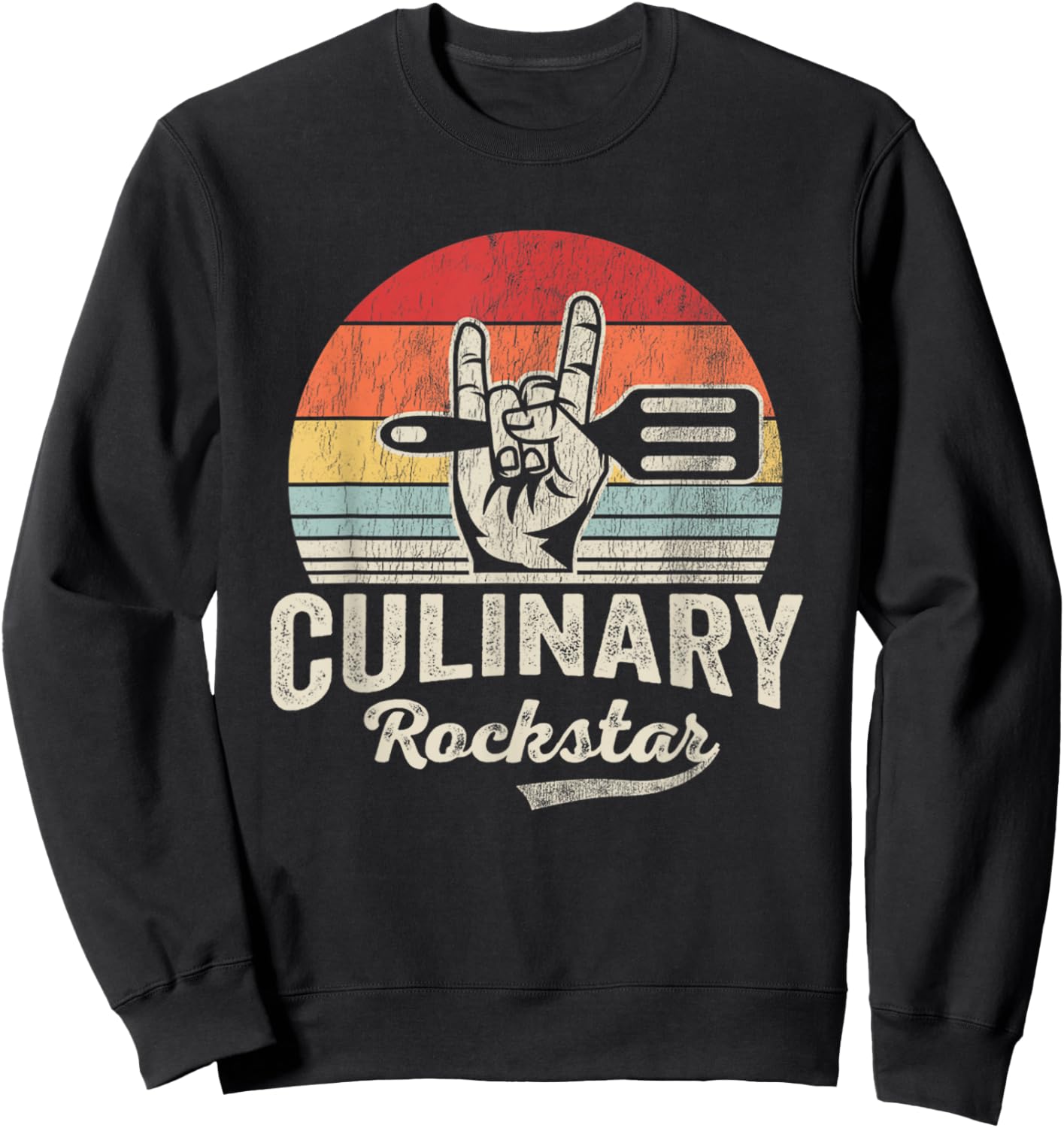 Culinary Rockstar Spatula Hand Sign Sweatshirt - Sweatshirt | Black
