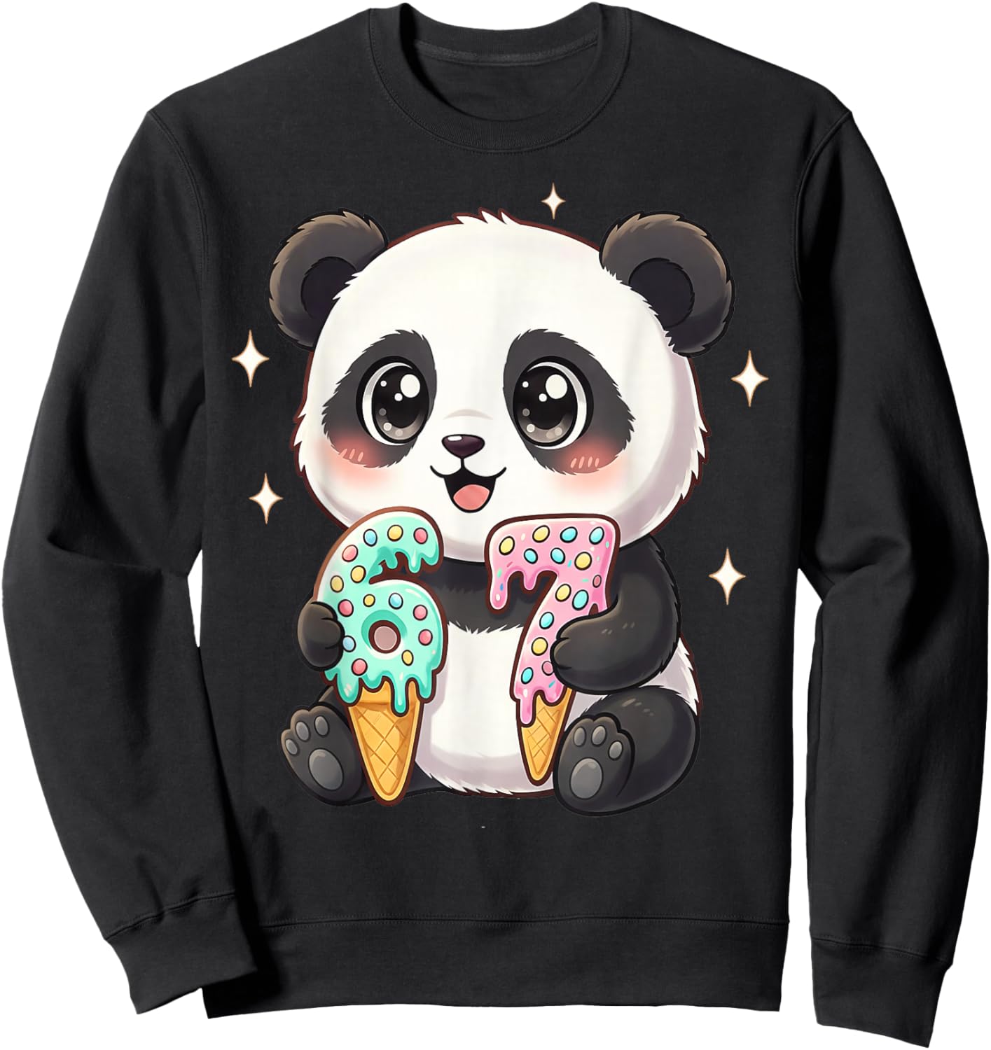 67 Meme Panda Six Seven Panda Lover for Girls Kids Sweatshirt - Sweatshirt | Black