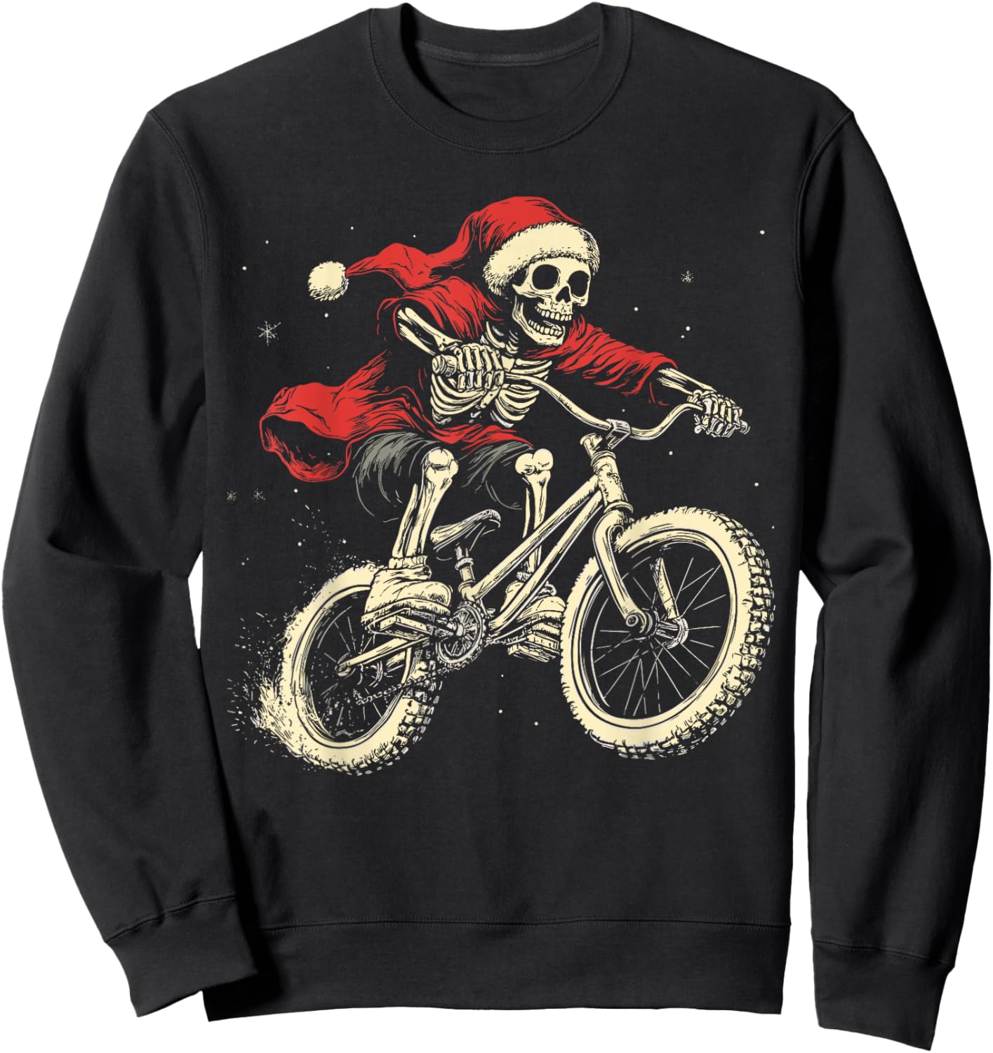 Santa Skeleton BMX Boys Kids Christmas Xmas Pajama Sweatshirt - Sweatshirt | Black
