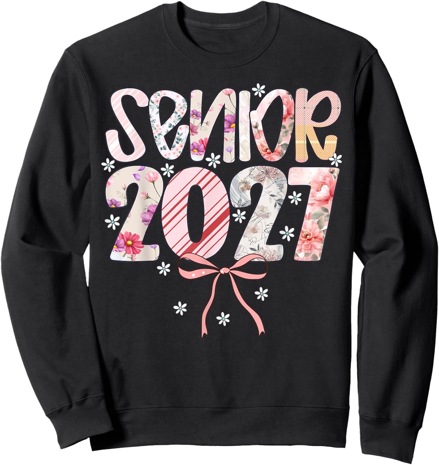 Senior 2027 Floral Class Graduation Sweatshirt - Sweatshirt | Black