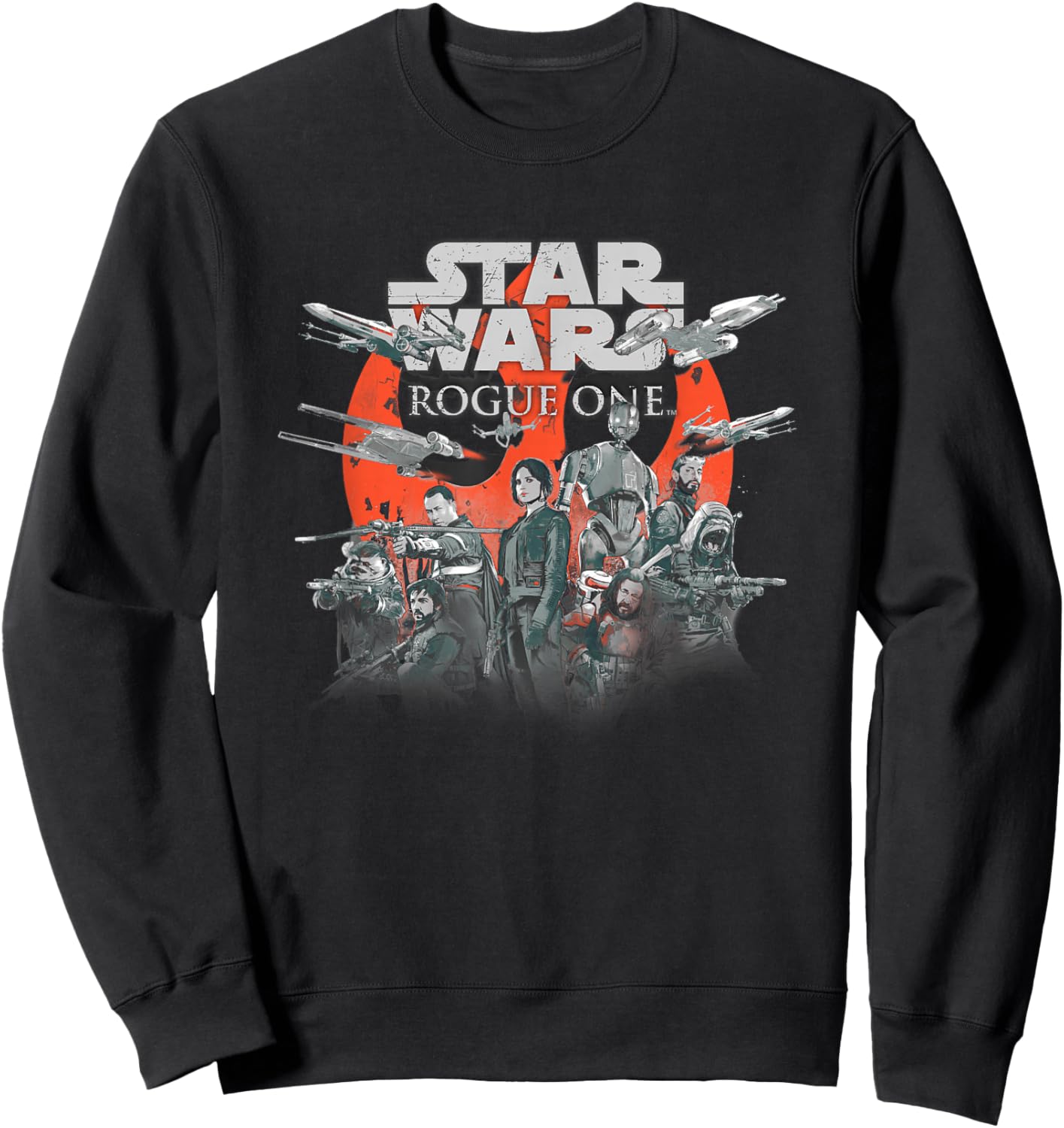 Star Wars Rogue One Distressed Rebel Group Vignette Sweatshirt - Sweatshirt | Black