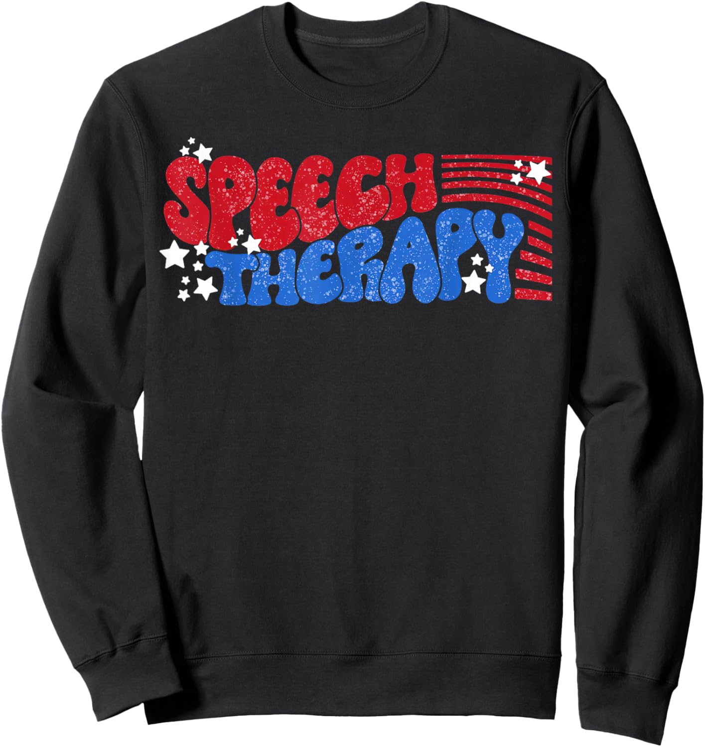 Retro Groovy SLP Speech Therapy Patriotic 4th Of July Sweatshirt - Sweatshirt | Black