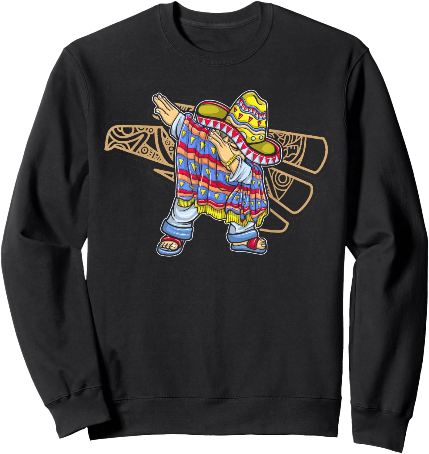 Mexico Dab Dabbing Mexican Flag Pride Jersey Sweatshirt - Sweatshirt | Black