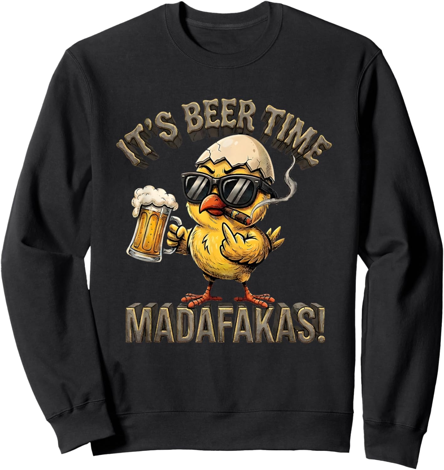 Beer Time Madafakas Ente Mit Stinkefinger Sweatshirt - Sweatshirt | Black