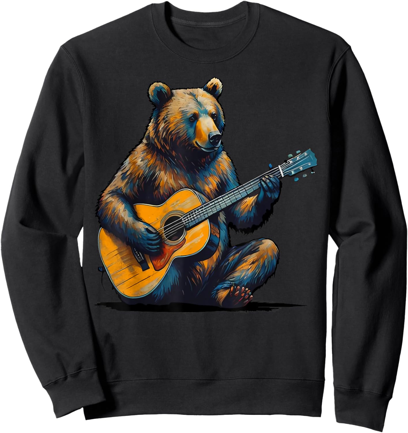 Bear Playing Guitar Abstract Funny Guitar Bear Music Sweatshirt - Sweatshirt | Black