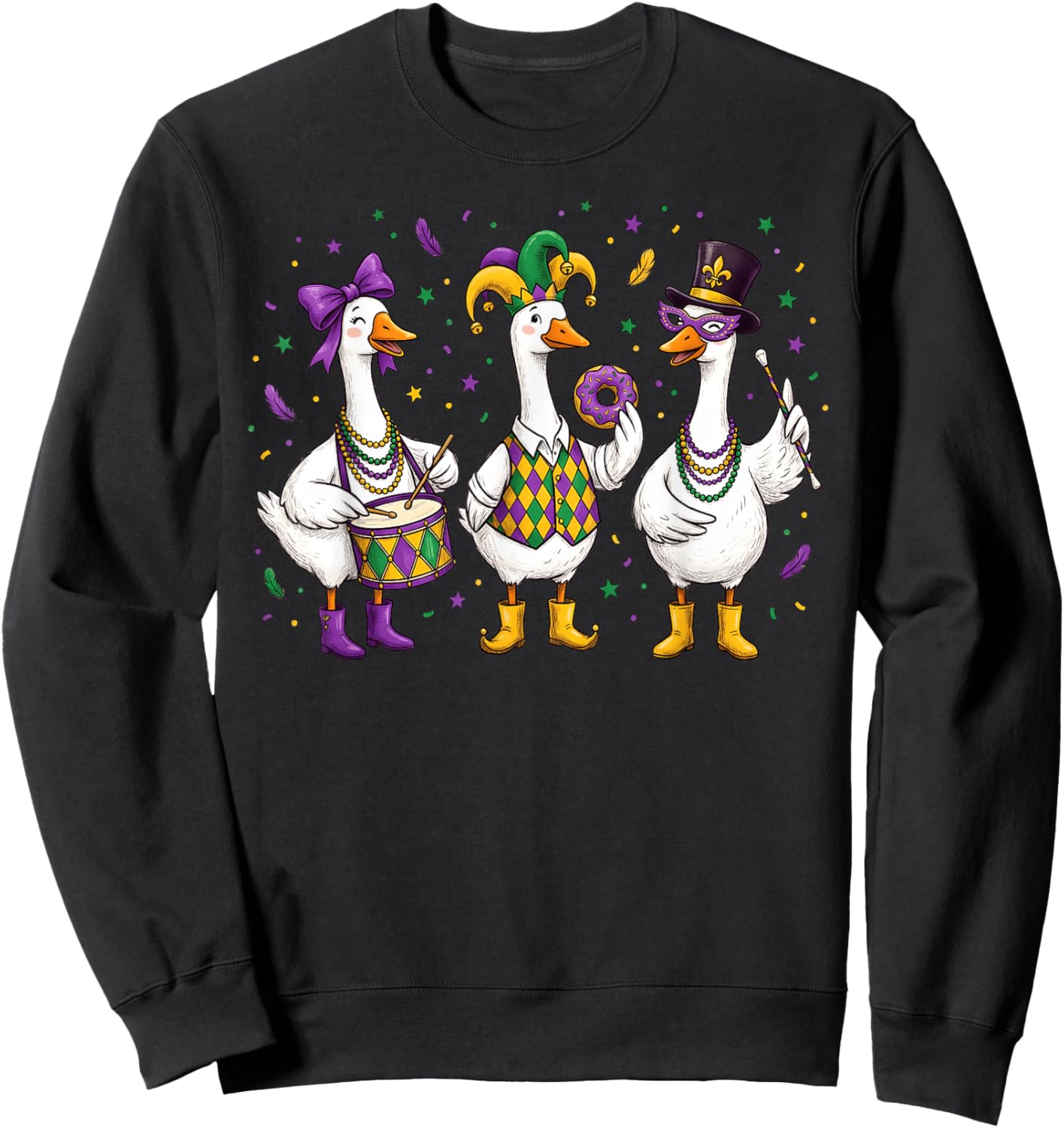 Funny Mardi Gras Carnival Silly Goose Mask Louisiana 2026 Sweatshirt - Sweatshirt | Black