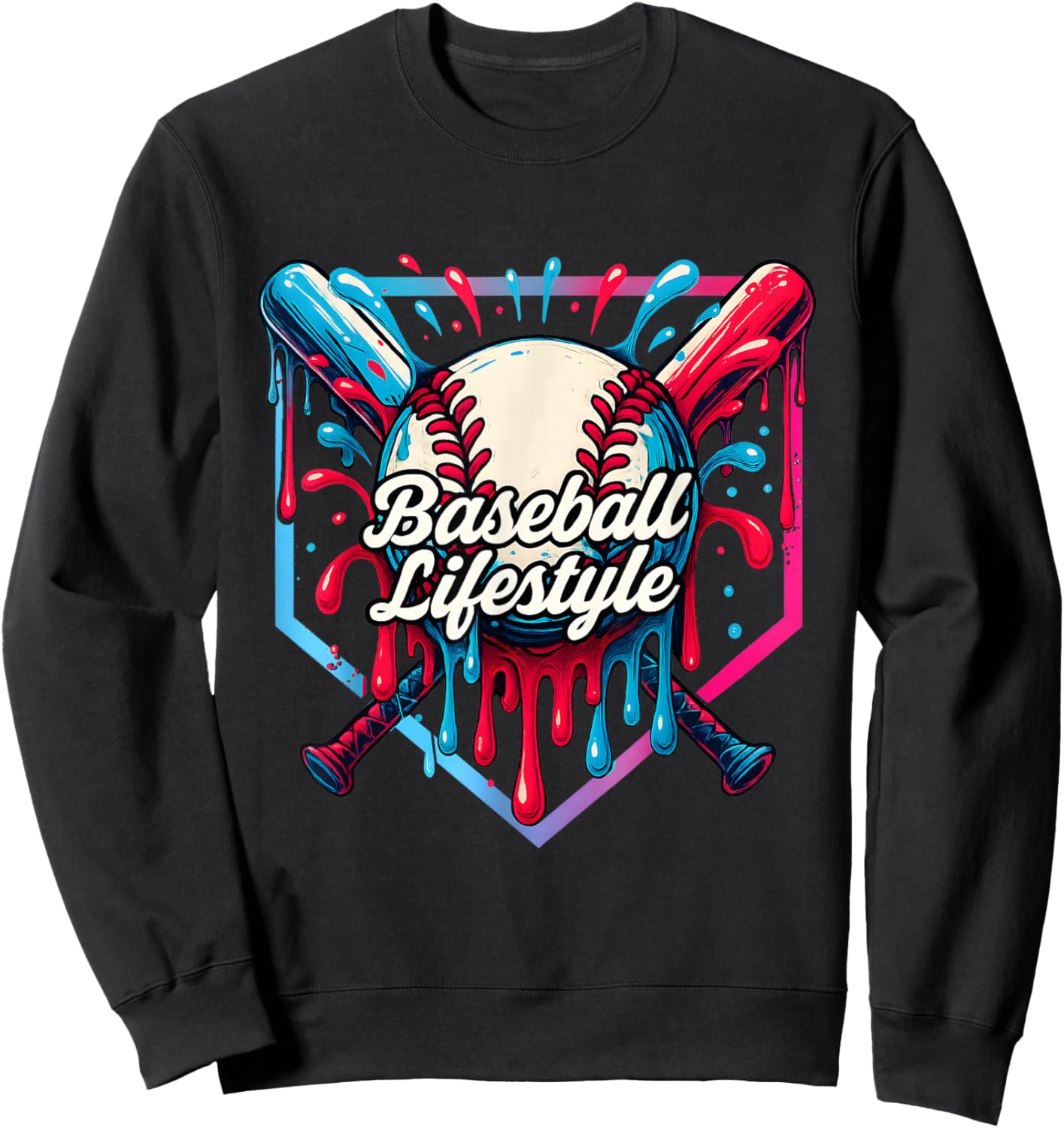 Baseball Life Style 101 Apparel Youth Drip Baseball Sweatshirt - Sweatshirt | Black