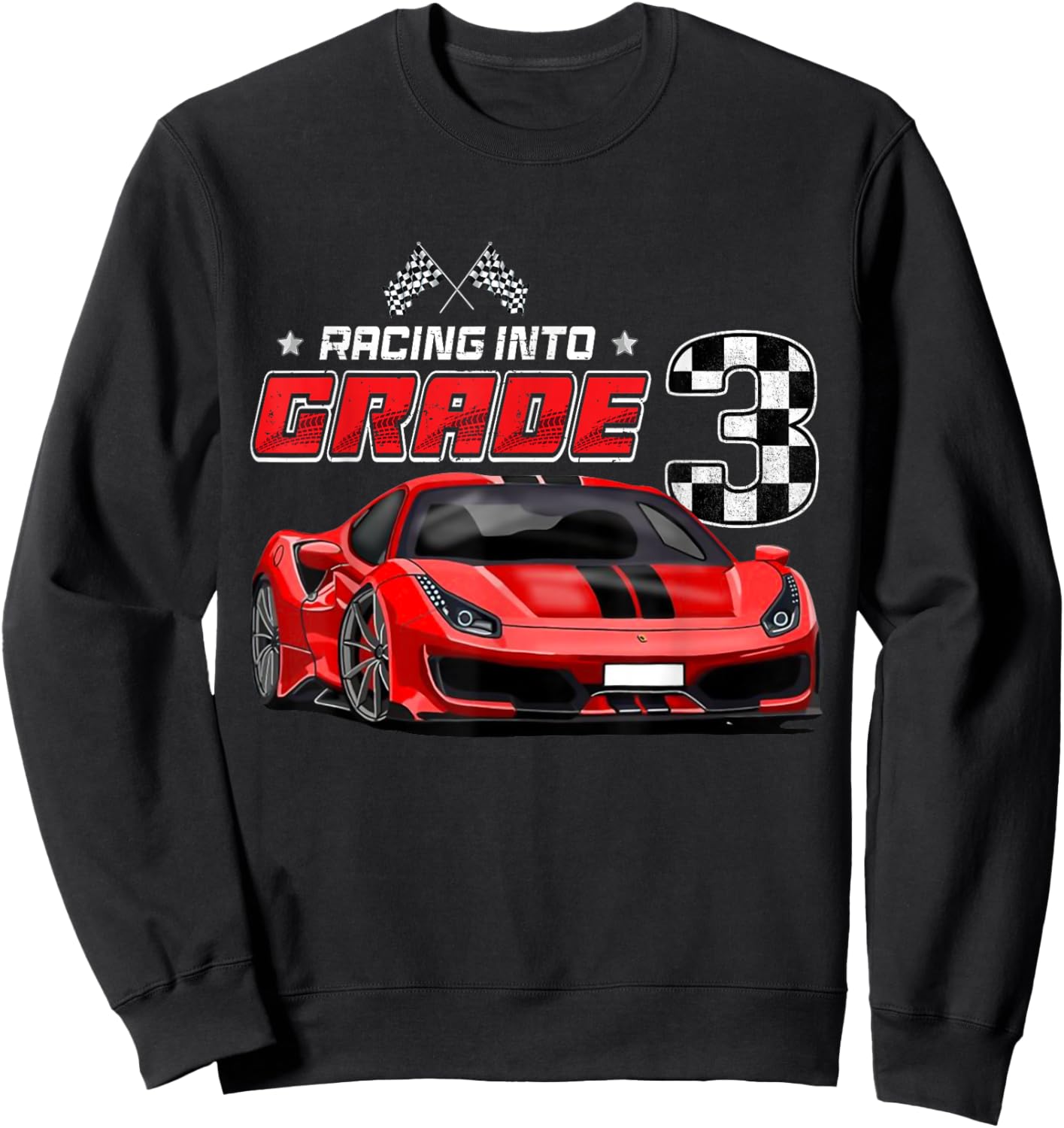 Racing Into 3rd Grade Race Car Back To School Boys Sweatshirt - Sweatshirt | Black