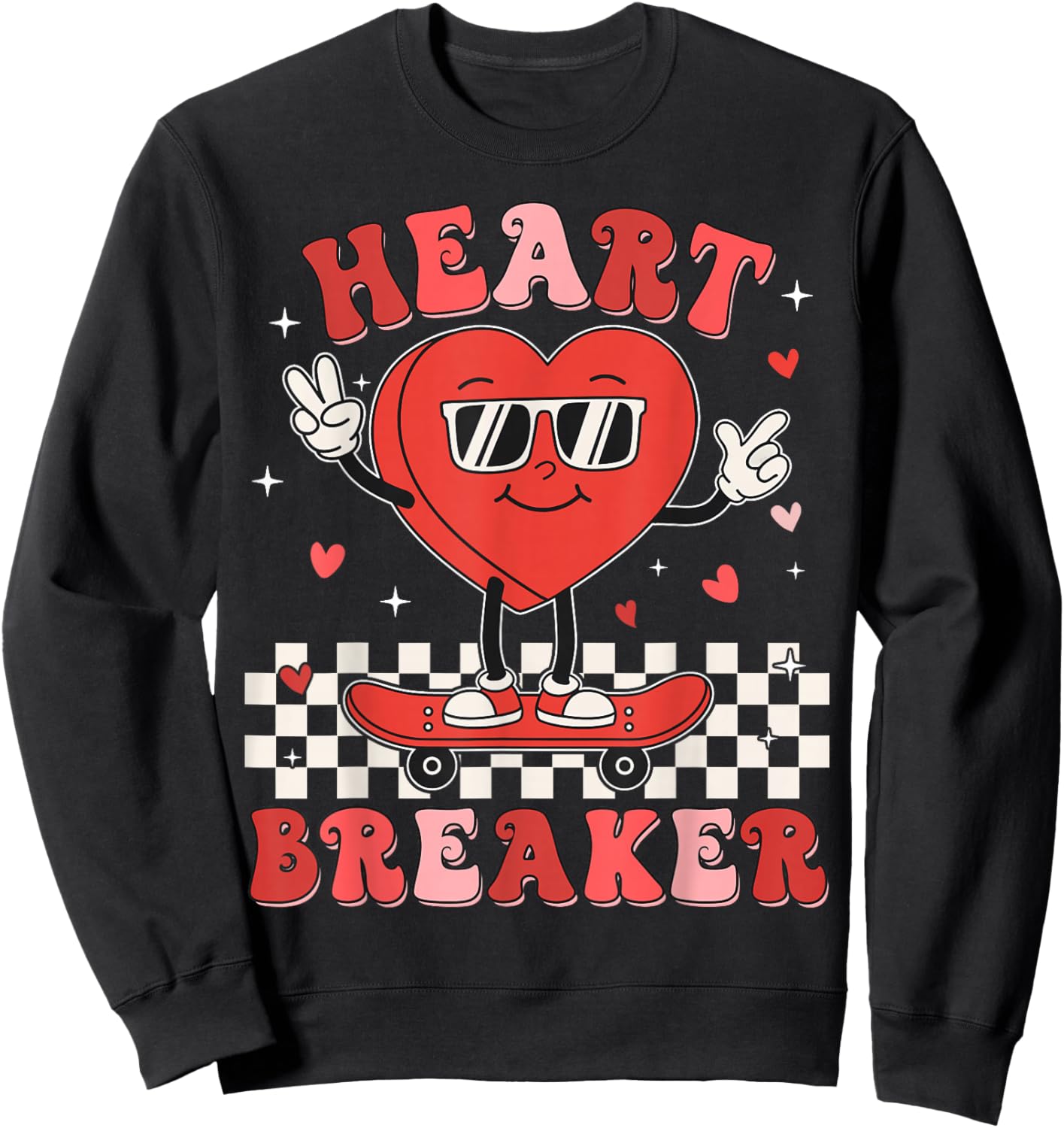 Cute Groovy Valentines Day Funny Valentine Kids Boy Toddler Sweatshirt - Sweatshirt | Black