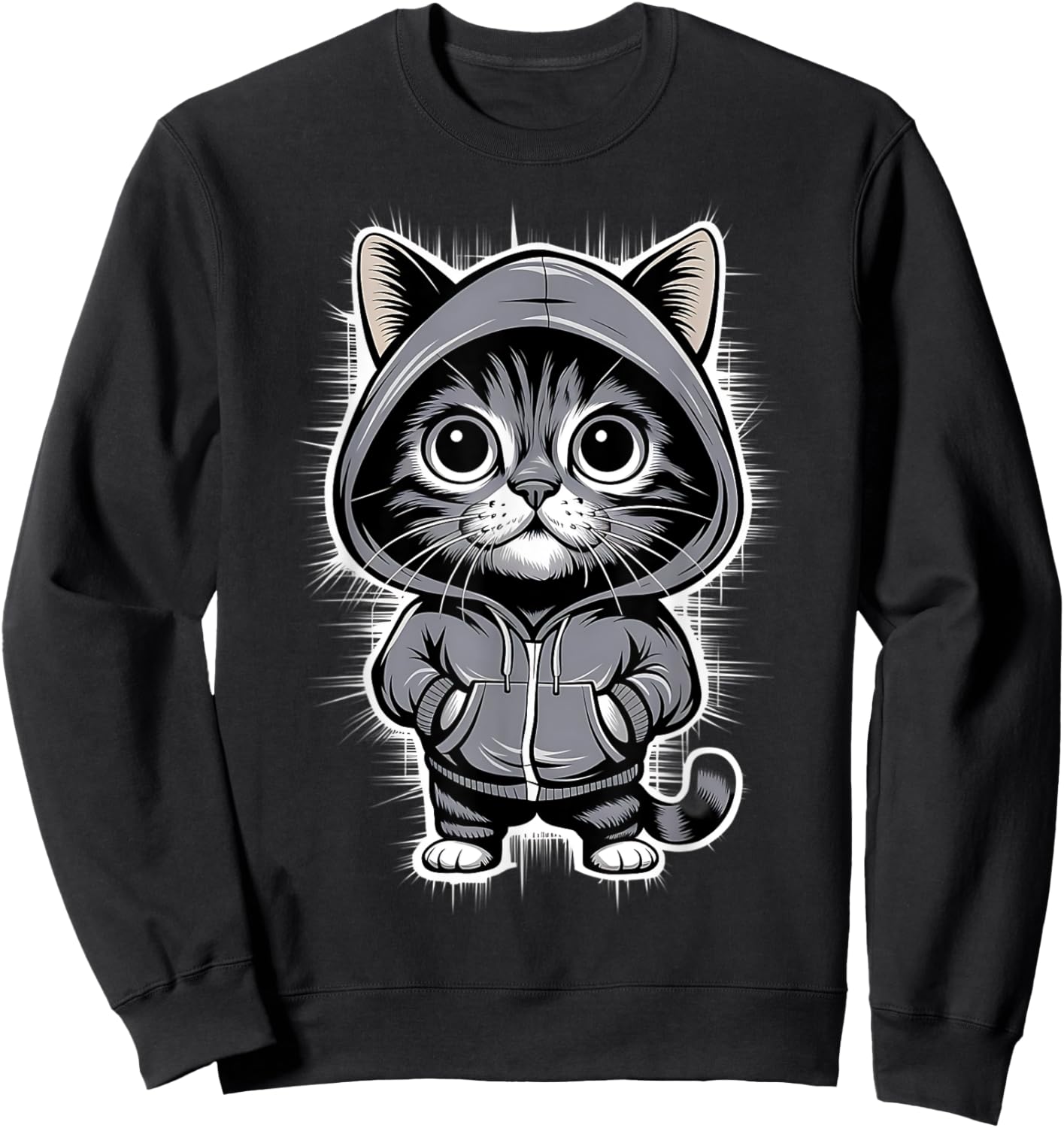 Adorable Cat Women Kids Sweatshirt - Sweatshirt | Black