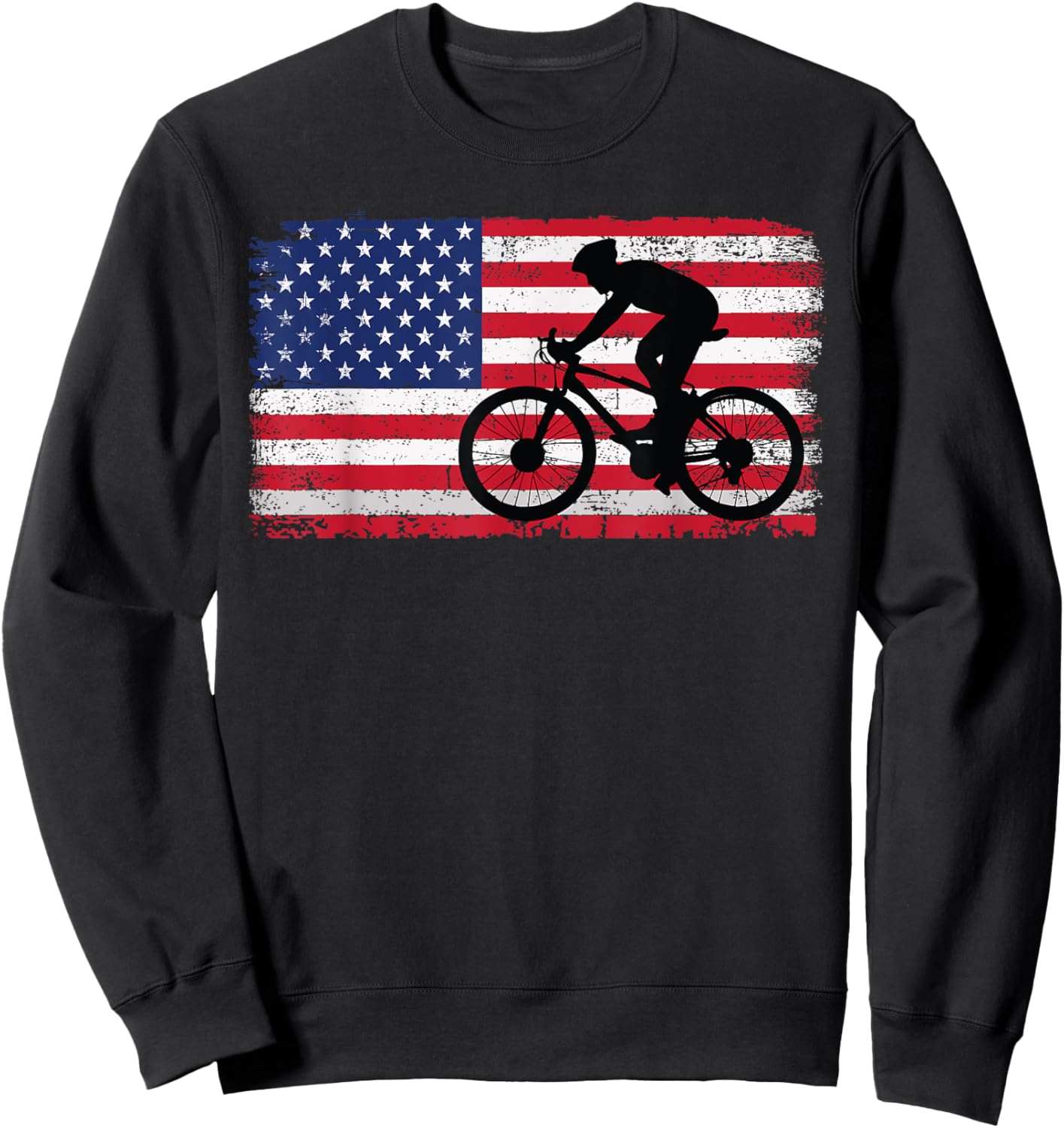 Cycling Road Usa Flag Design Women Bicycle, Cycling Sweatshirt - Sweatshirt | Black