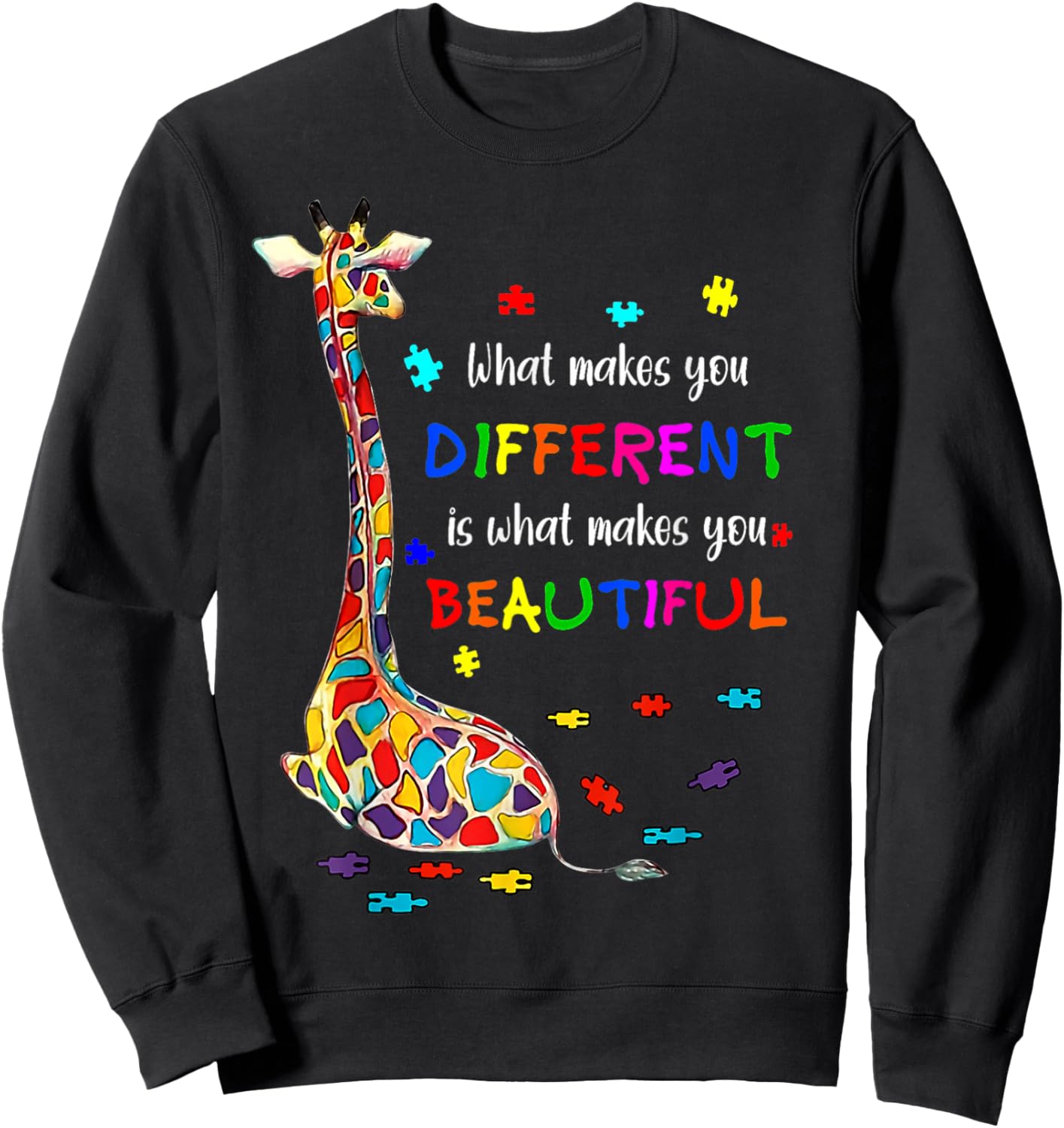 What Makes You Different Giraffe Mom Autism Child Awareness Sweatshirt - Sweatshirt | Black