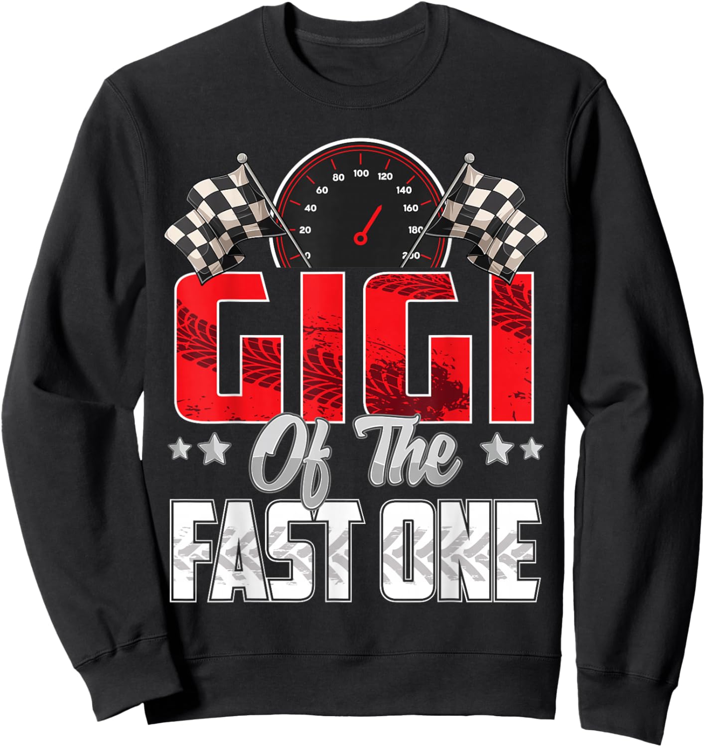 1 year old racing car fast one birthday 1st Family Gigi Sweatshirt - Sweatshirt | Black