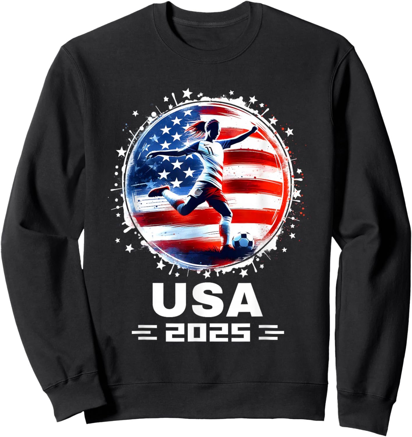 Soccer American Flag Soccer Apparel Soccer 2025 Sweatshirt - Sweatshirt | Black