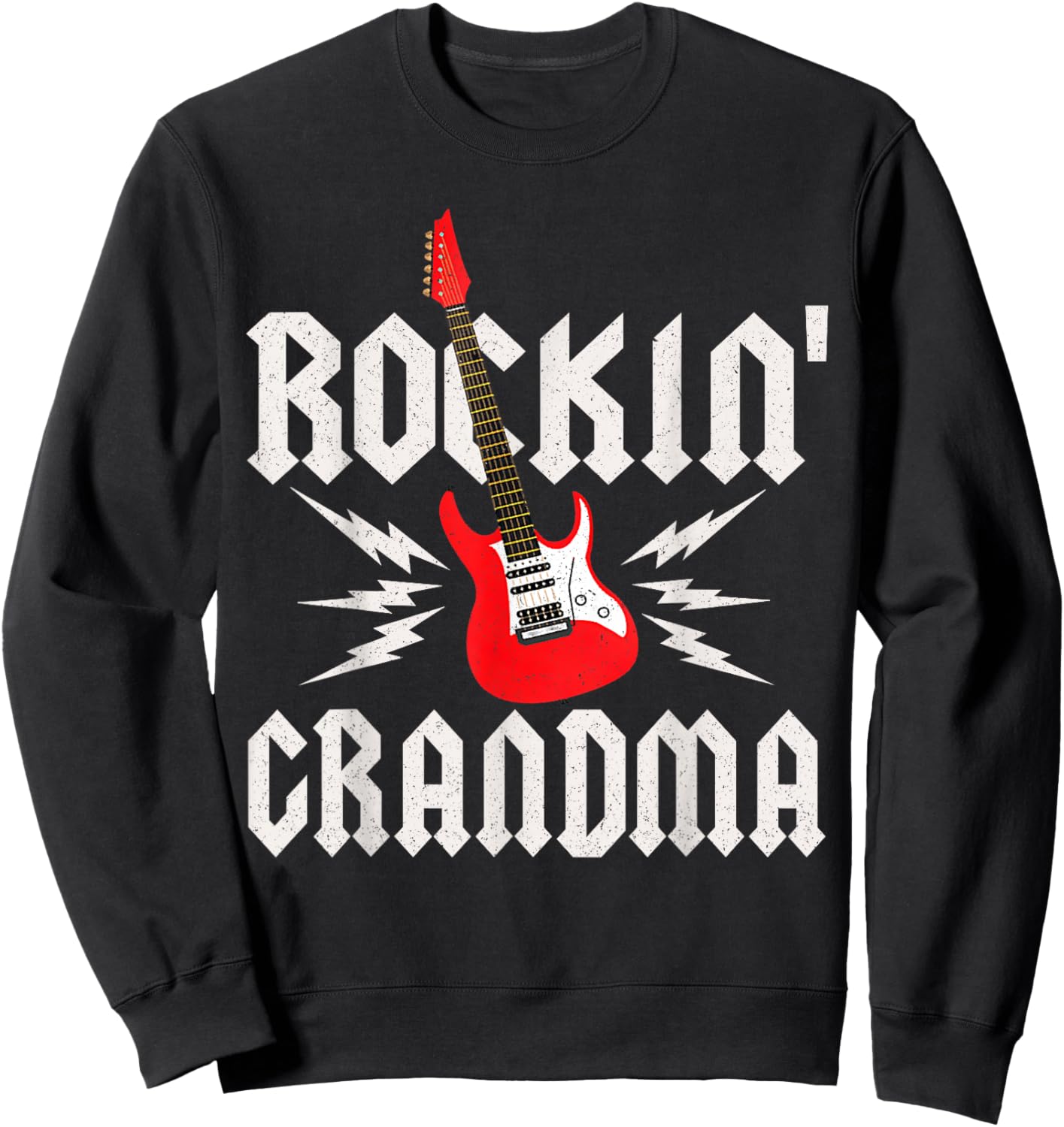 Grandma Rockin One Birthday Family Matching Rock Guitar Sweatshirt - Sweatshirt | Black