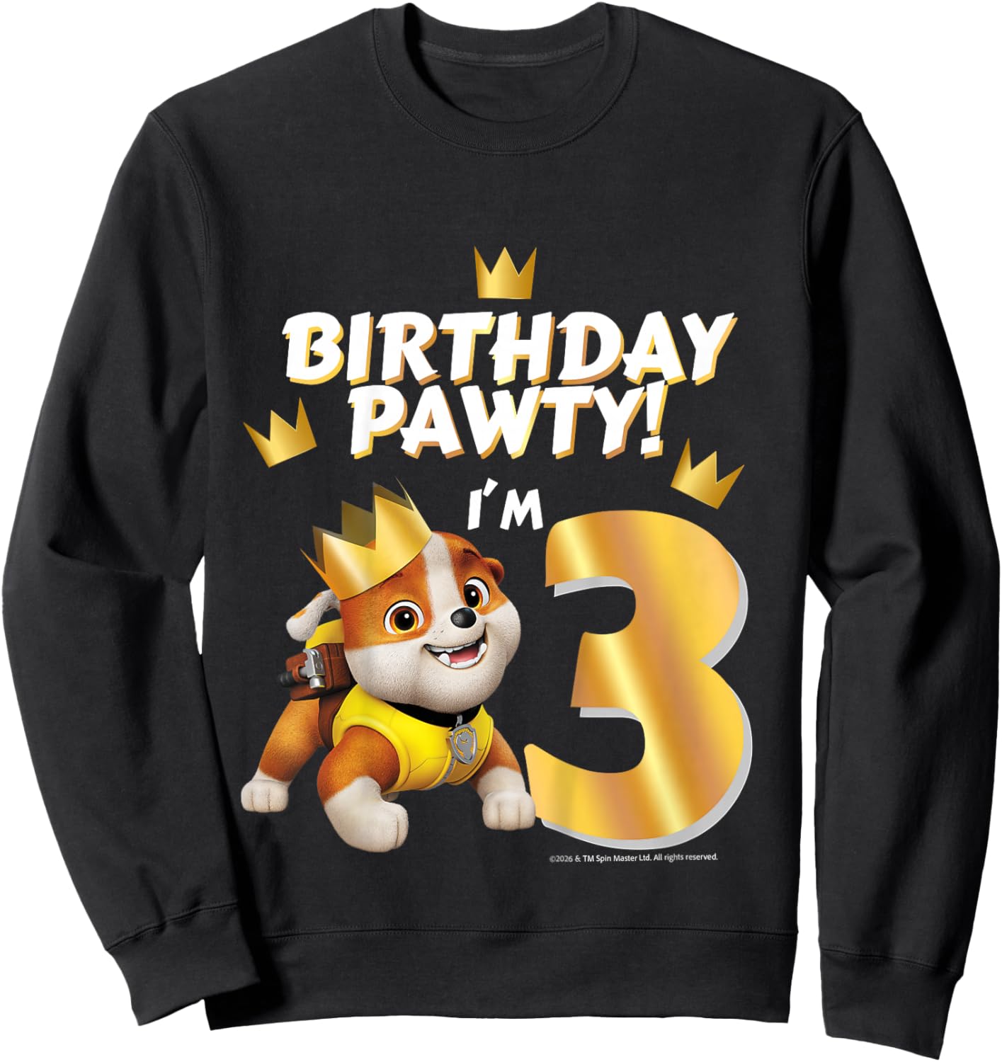 Official Paw Patrol Rubble Birthday Pawty I'm 3 Party Sweatshirt - Sweatshirt | Black