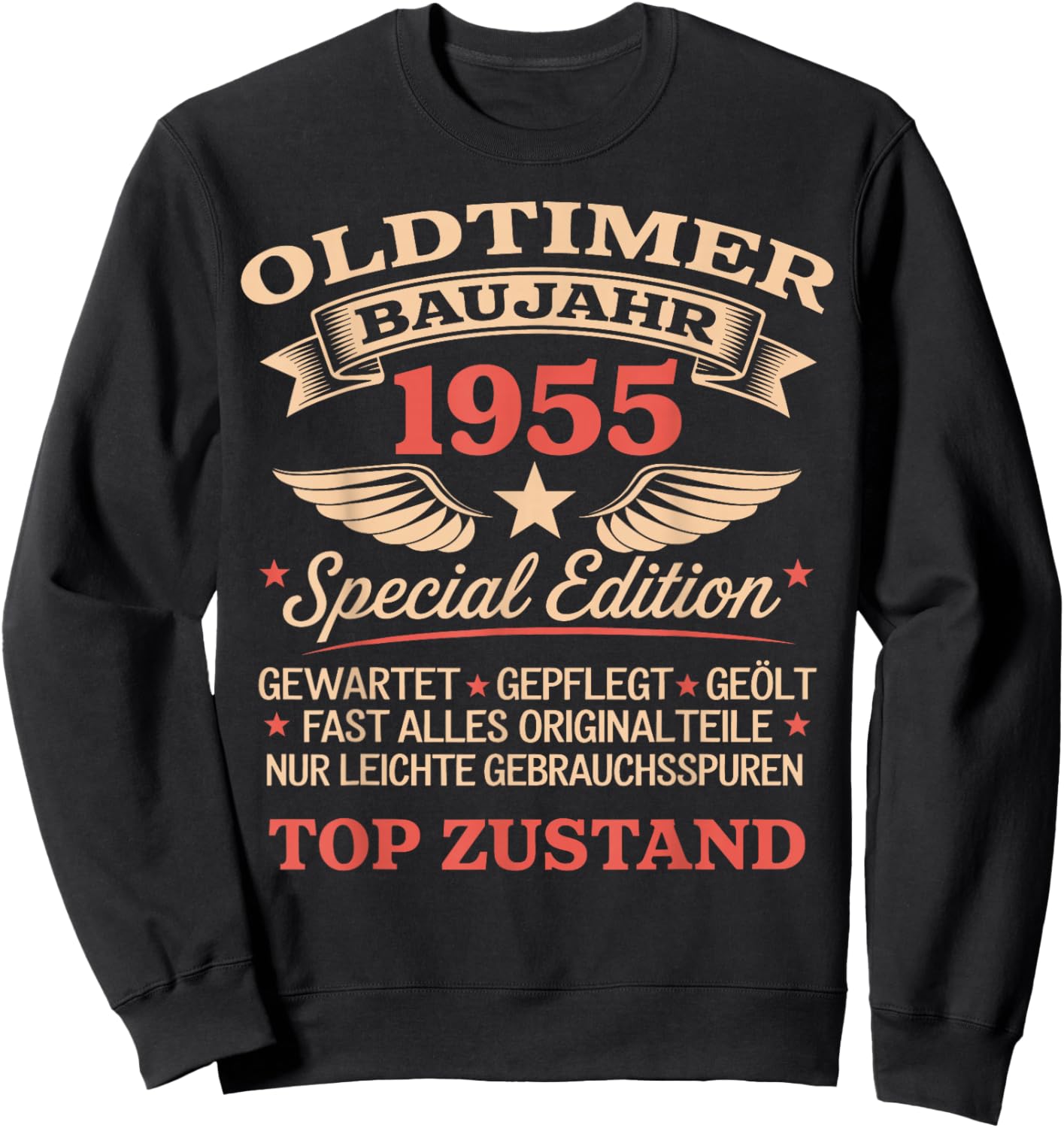 70th Birthday Man Woman 70 Years 1955 Decorative Funny Gift , black, S Sweatshirt - Sweatshirt | Black