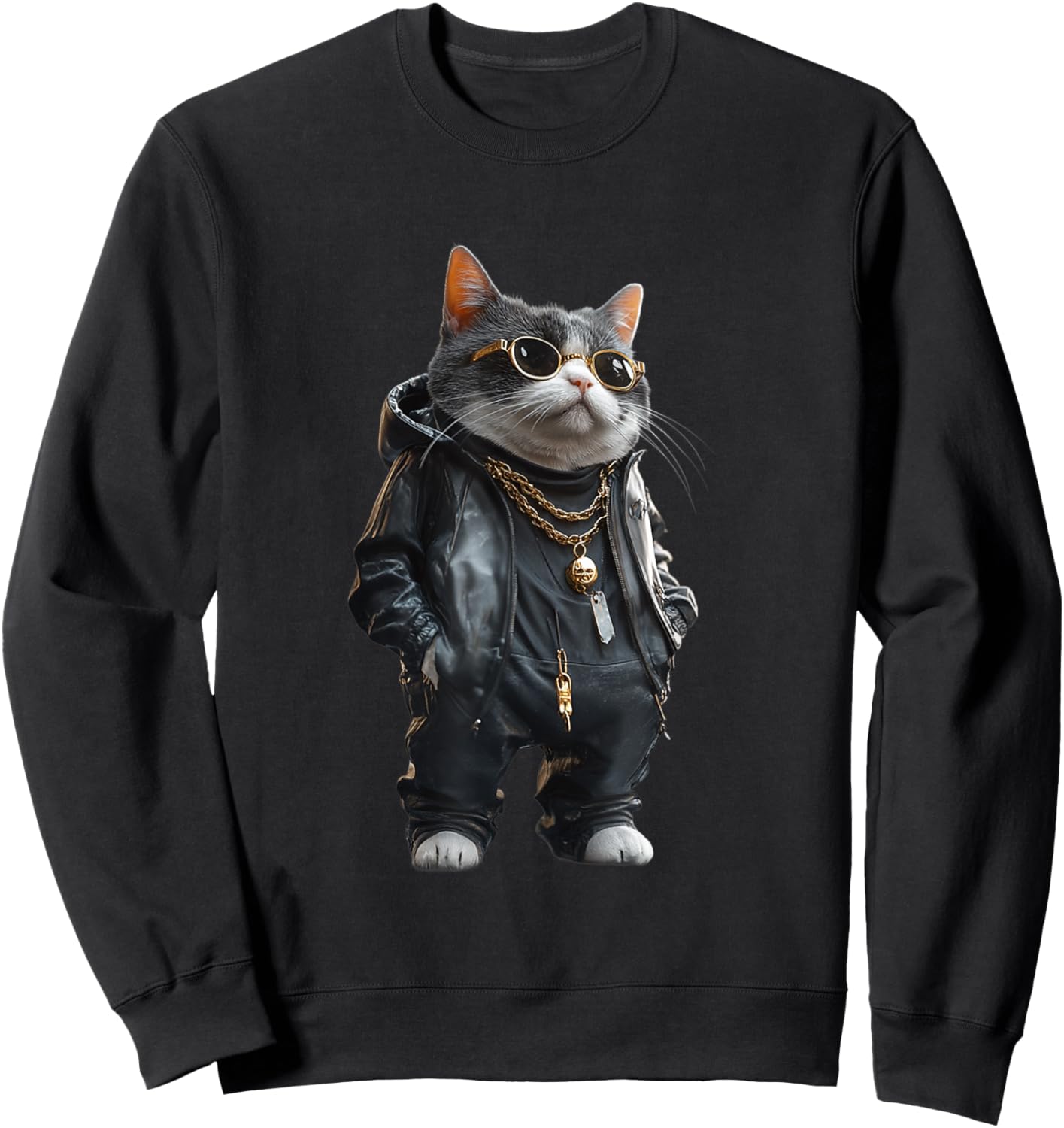 Thug Gangster Life Cat For Hip Hop Fans Meme and Cat lovers Sweatshirt - Sweatshirt | Black