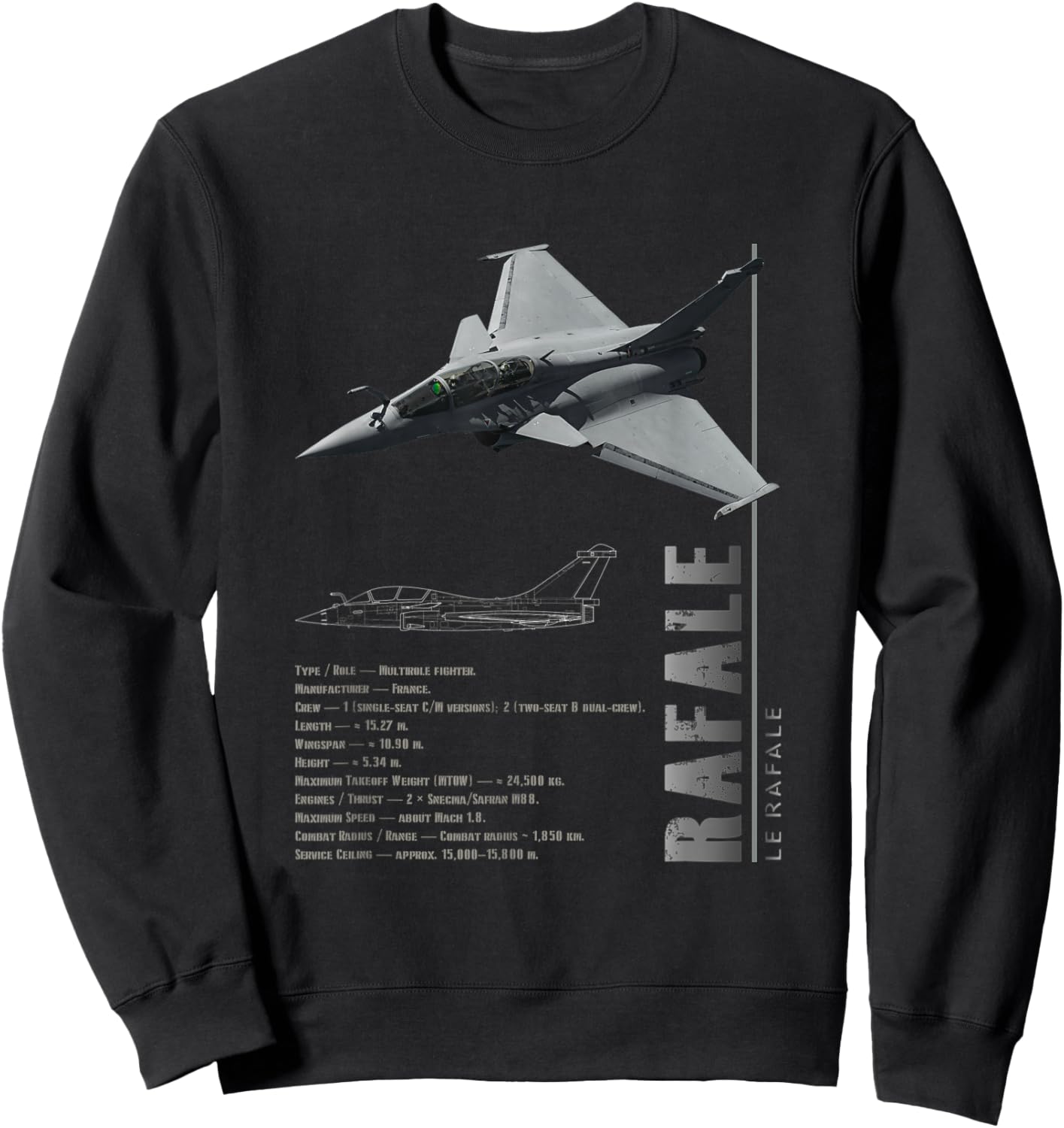 Rafale Jet Fighters-Spec Sweatshirt - Sweatshirt | Black