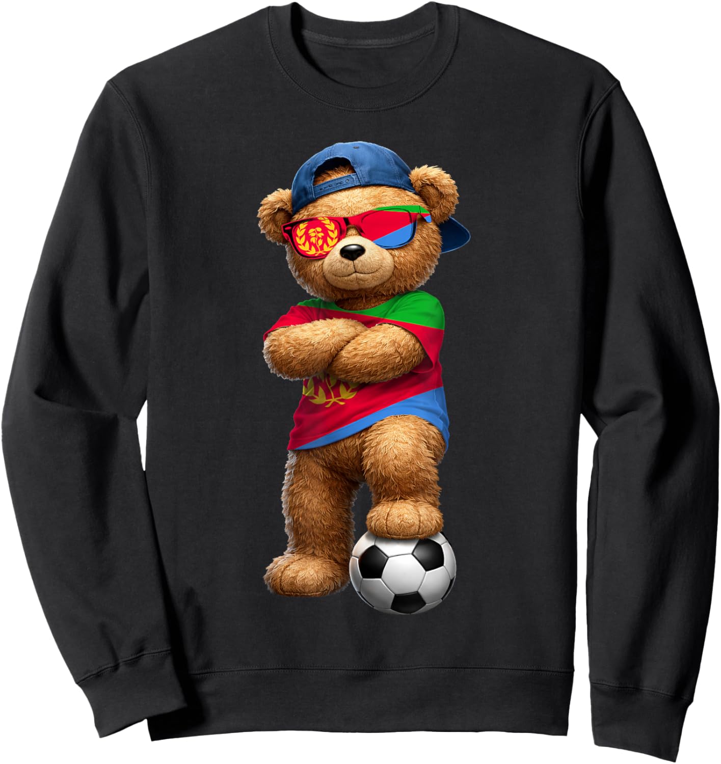 Eritrean Flag Teddy Player Sports Outfit for Eritrea Sweatshirt - Sweatshirt | Black