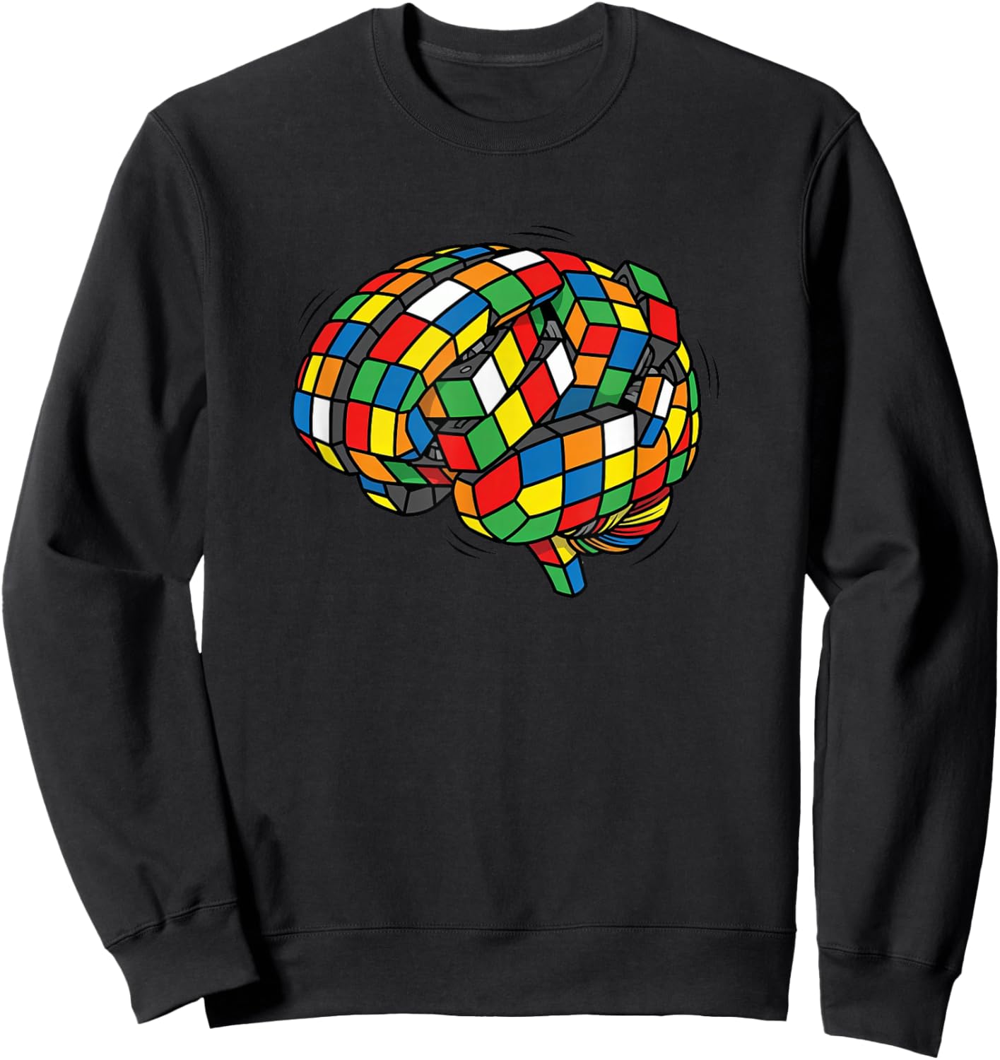 Funny Speed Cuber Cubing on The Brain Cube Speed Cubing Sweatshirt - Sweatshirt | Black