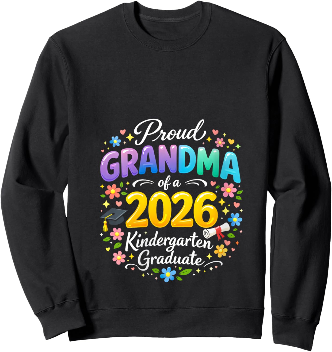 Women's Proud Grandma of a 2026 Kindergarten Graduate Mothers Day V-Neck Sweatshirt - Sweatshirt | Black