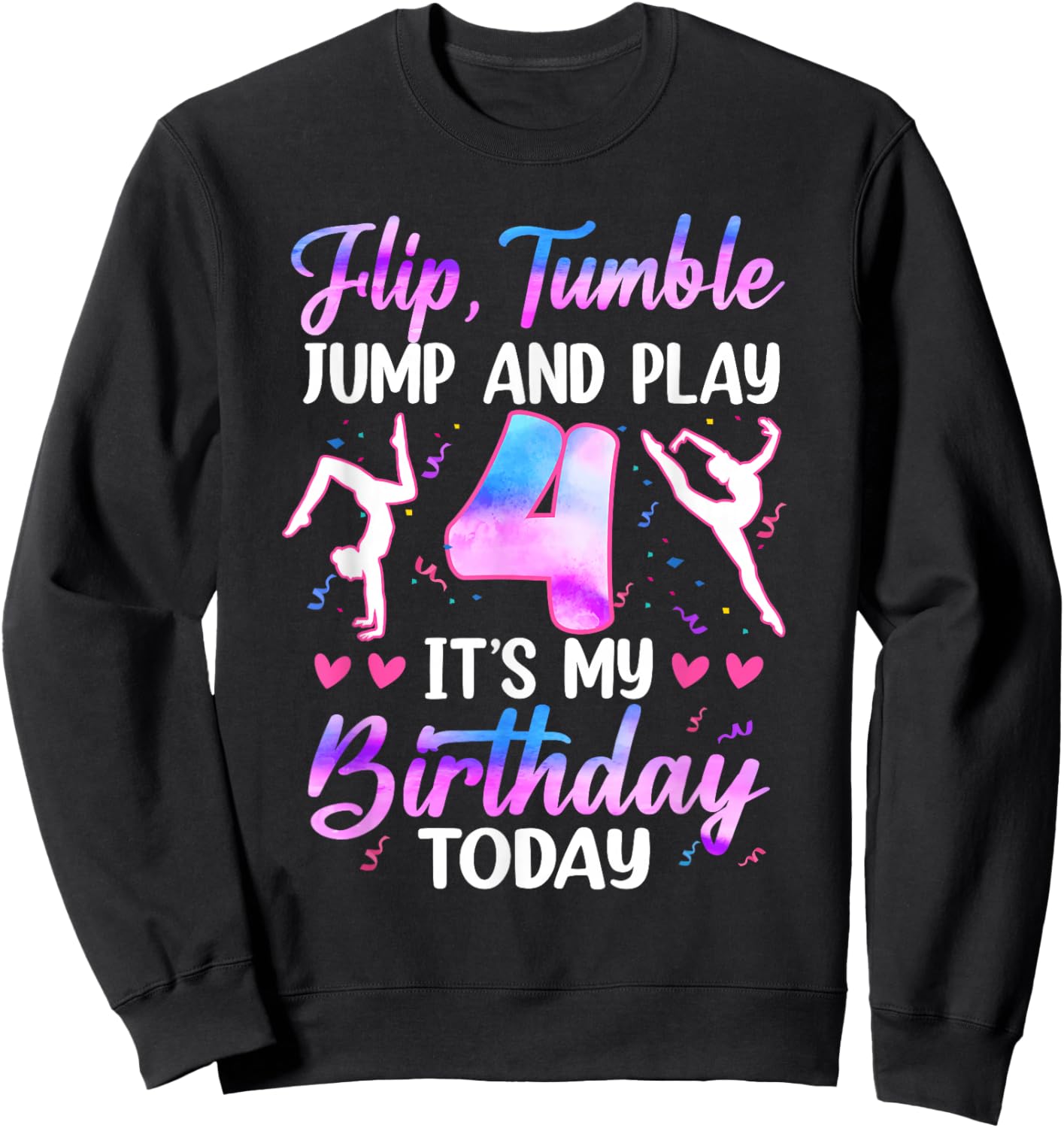 4 Year Old Girl Gymnast 4th Birthday Gymnastics Theme Sweatshirt - Sweatshirt | Black