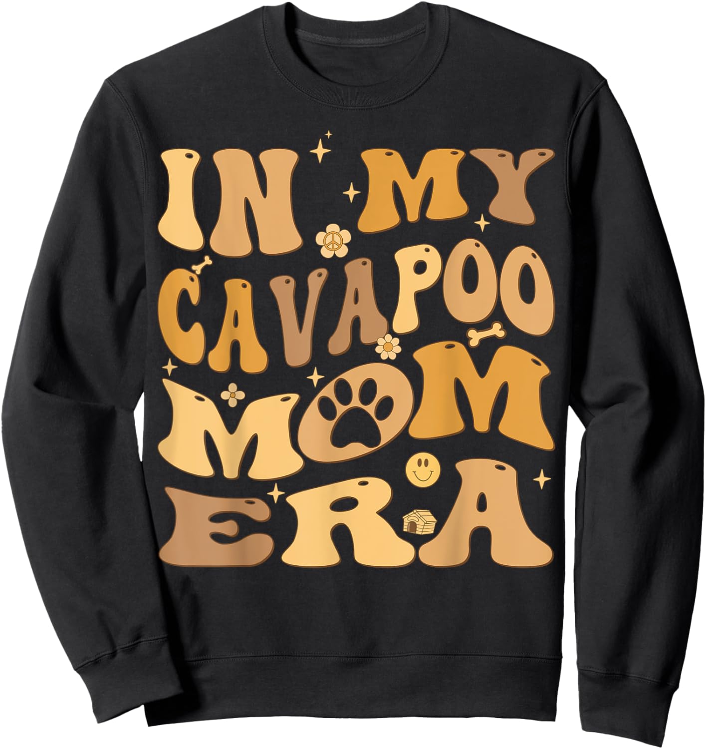 In My Cavapoo Mom Era Groovy Cavoodle Sweatshirt - Sweatshirt | Black