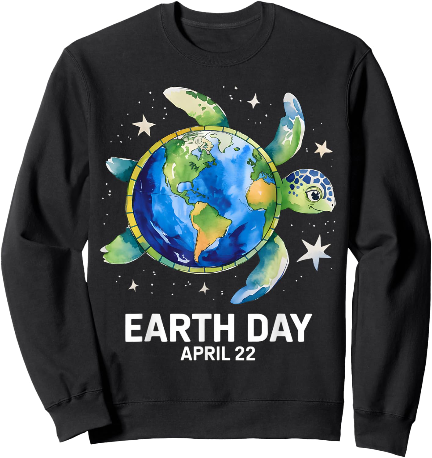 Earth Day 2026 Restore Earth Sea Turtle Art Save the Planet Sweatshirt - Sweatshirt | Black