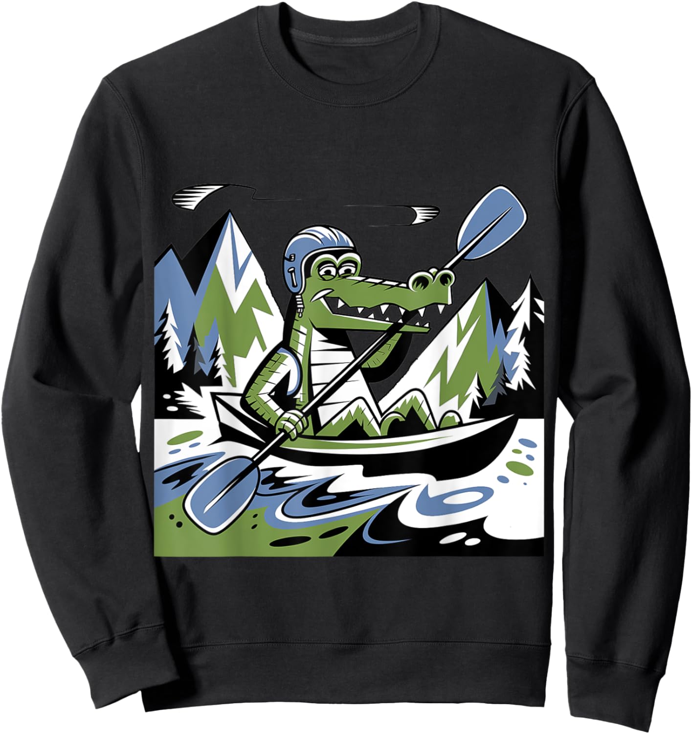 Funny Cool Alligator Kayaking Abstract Sweatshirt - Sweatshirt | Black